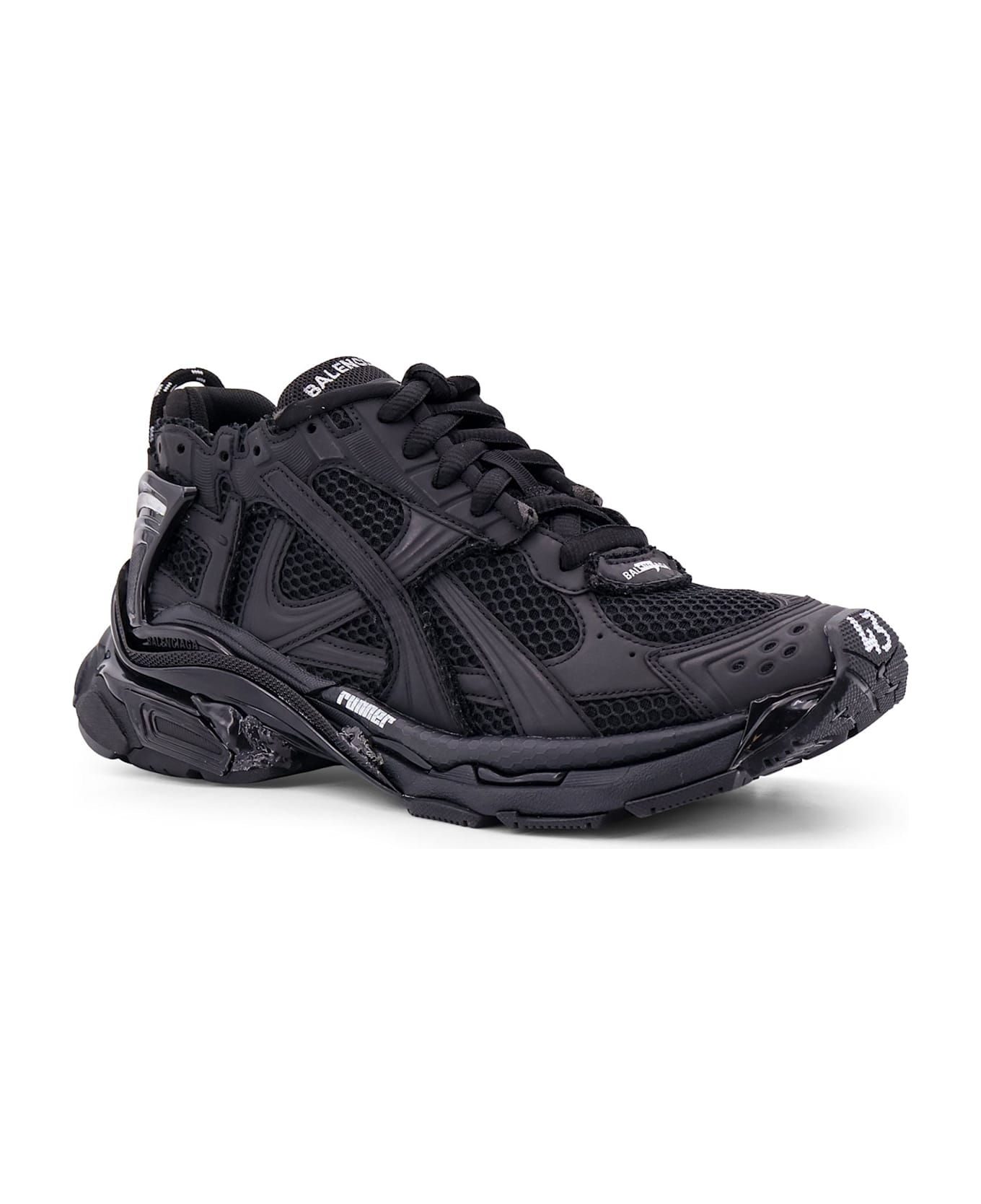 Balenciaga Runner Mesh And Leather Sneakers - Black matt