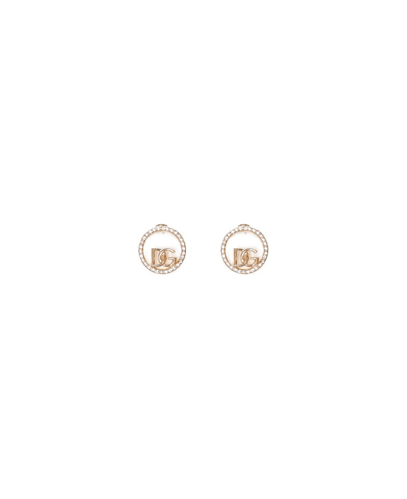 Dolce & Gabbana Dg Logo Embellished Hoop Earrings - Gold