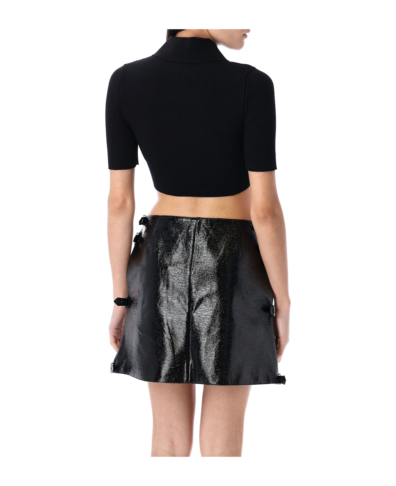 Courrèges Polo Knit Rib - BLACK