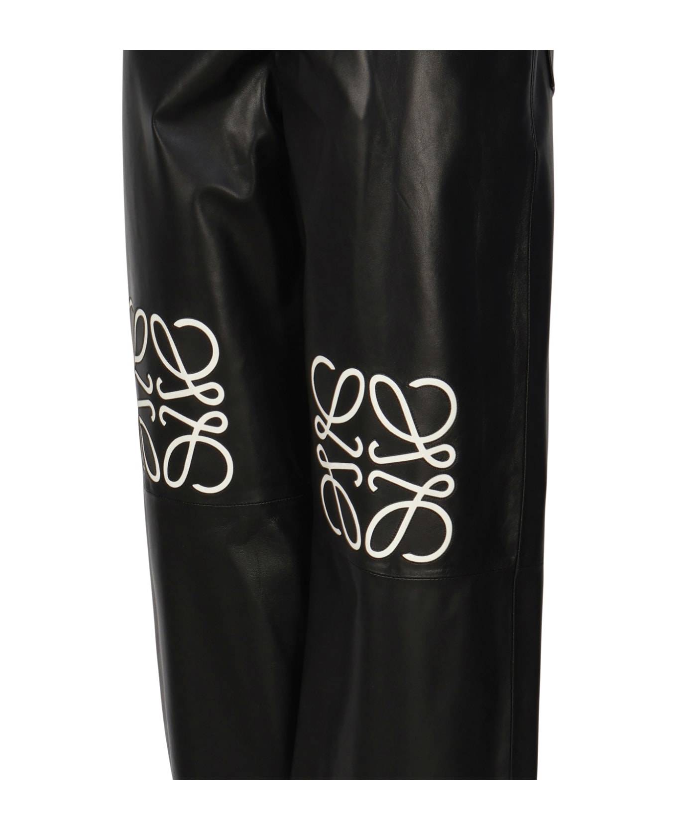 Loewe Anagram Trousers In Calfskin - Black