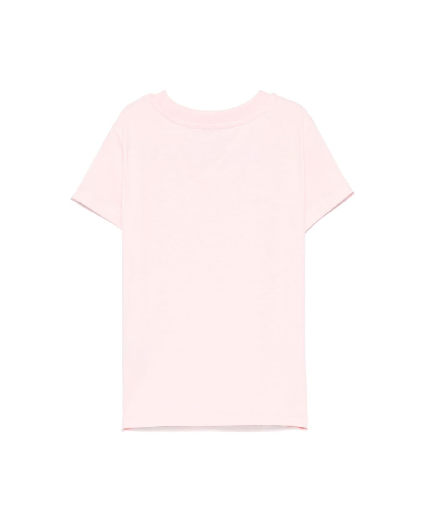 Moschino Pink Crewneck T-shirt With Maxi Logo Print On The Front In Cotton Stretch Girl - Pink