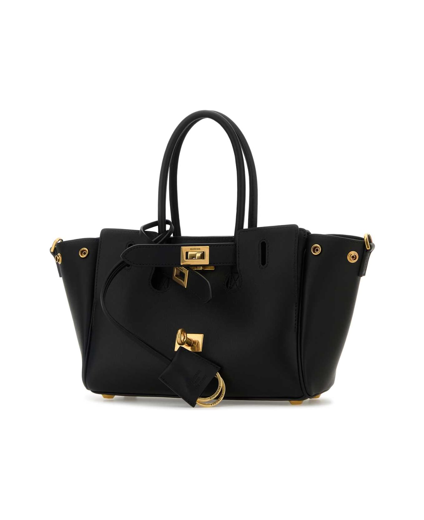 Balenciaga Black Leather Carry All Bel Air Shopping Bag - Black