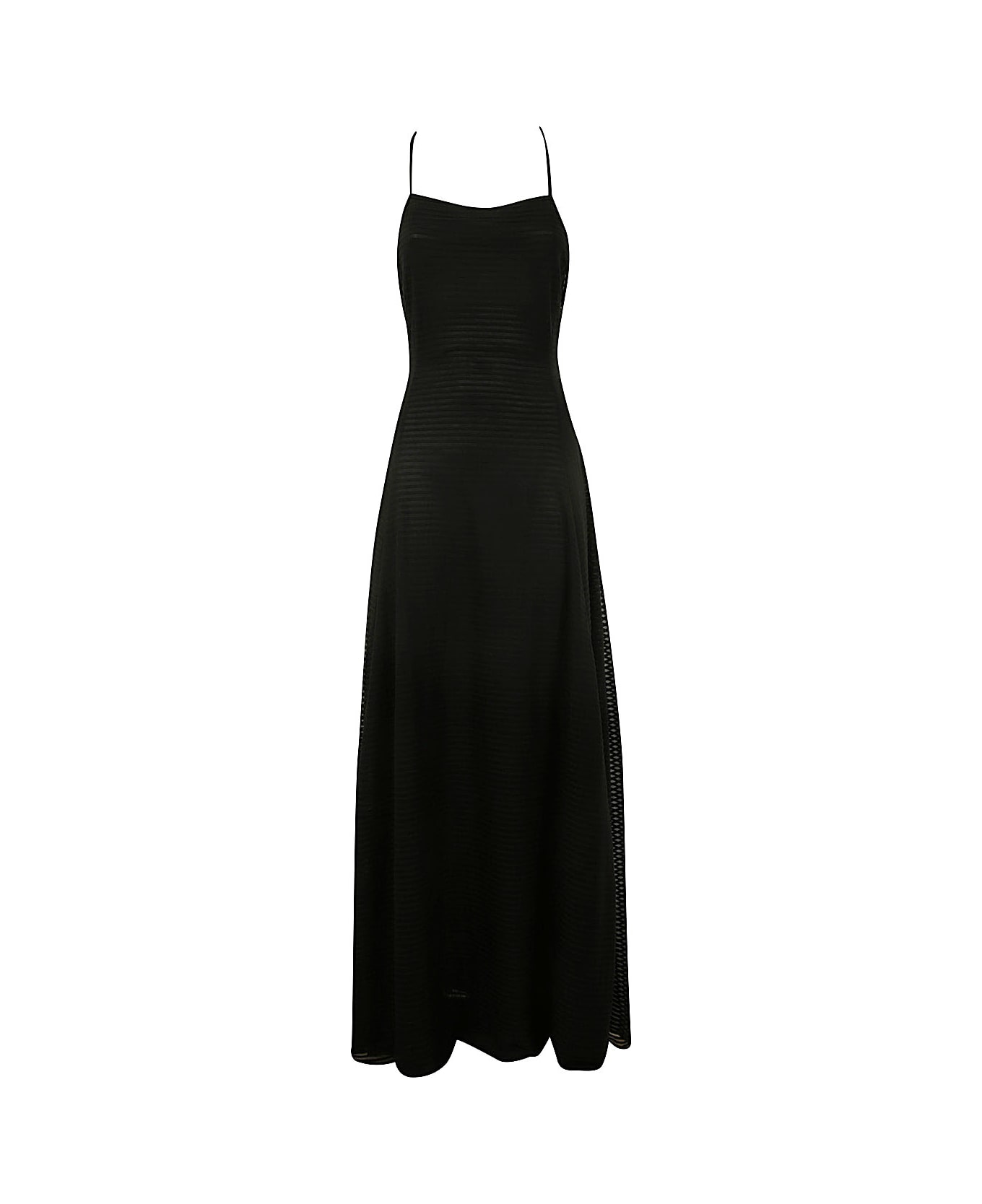 Emporio Armani Striped Long Dress - Black ワンピース＆ドレス