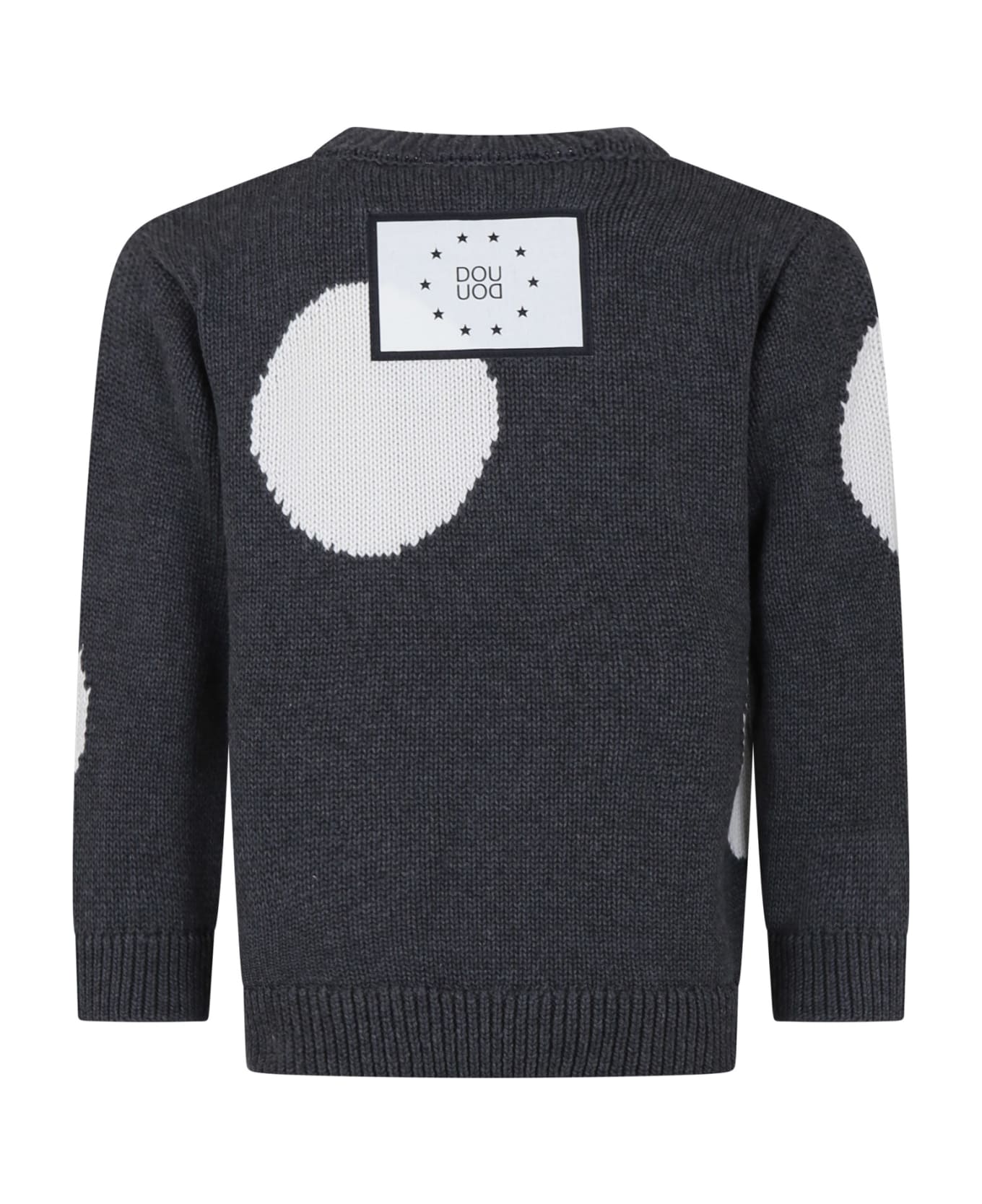 Douuod Gray Sweater For Girl With White Polka Dots - Grey