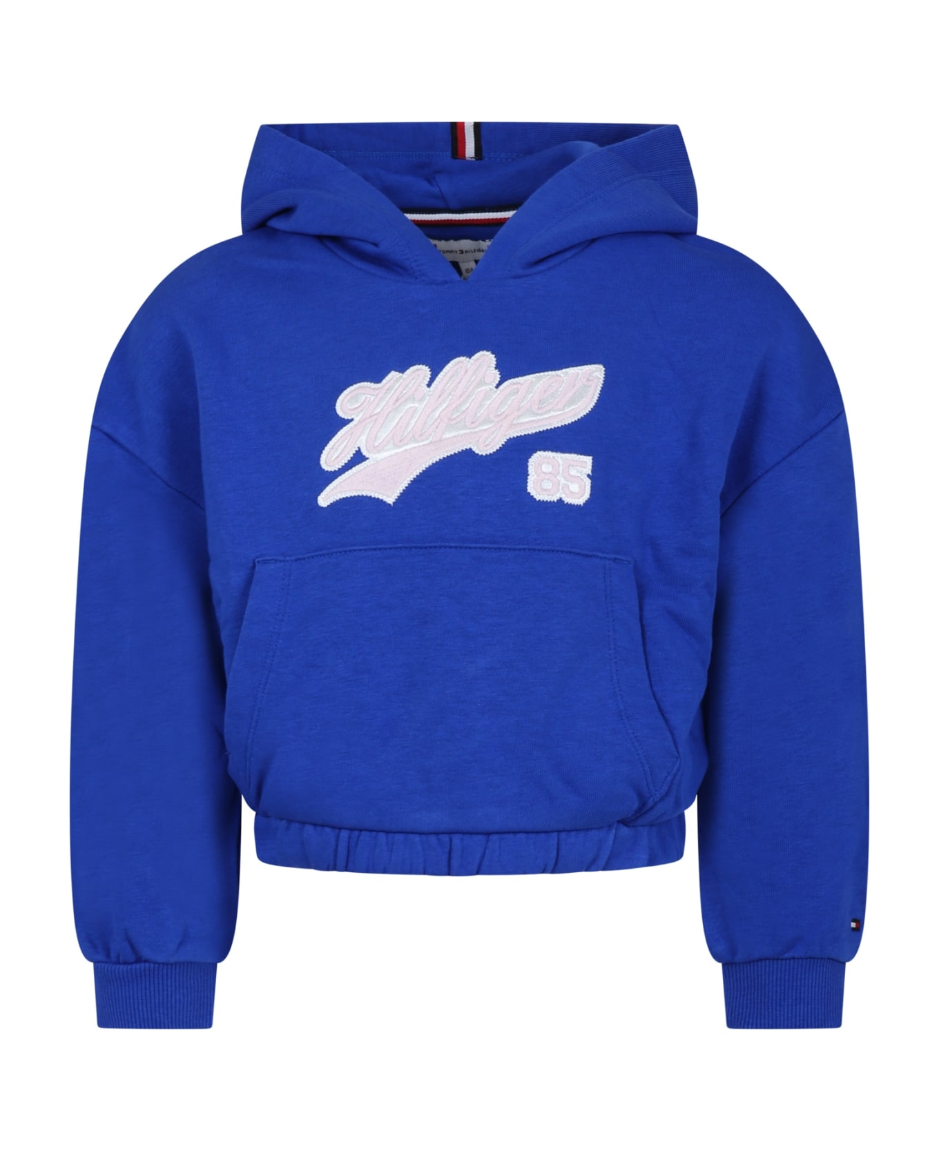 Tommy Hilfiger Light Blue Sweatshirt For Girl With Logo Print - Light Blue ニットウェア＆スウェットシャツ