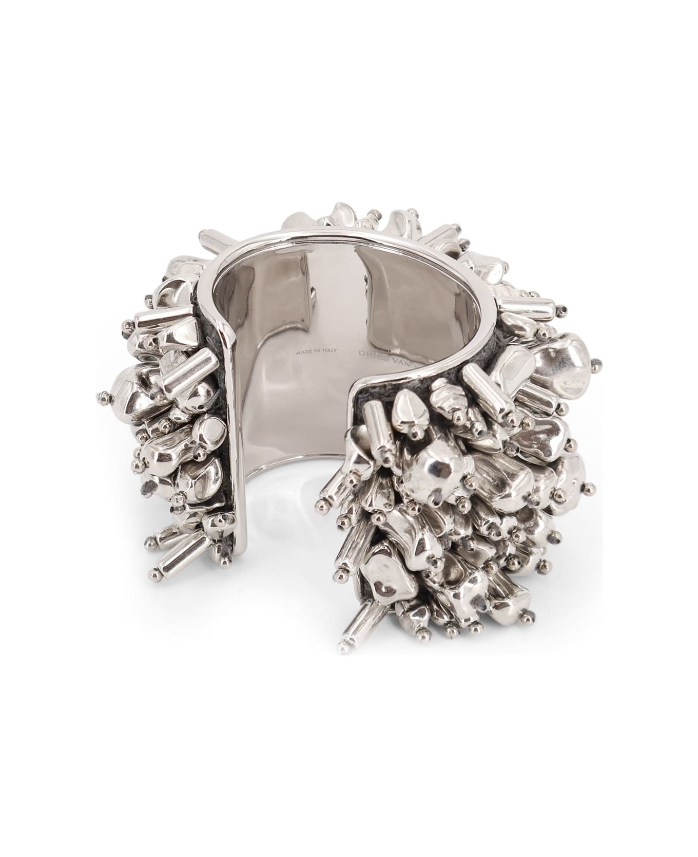 Dries Van Noten Brass Bracelet With Jewel Embellishments - Silver