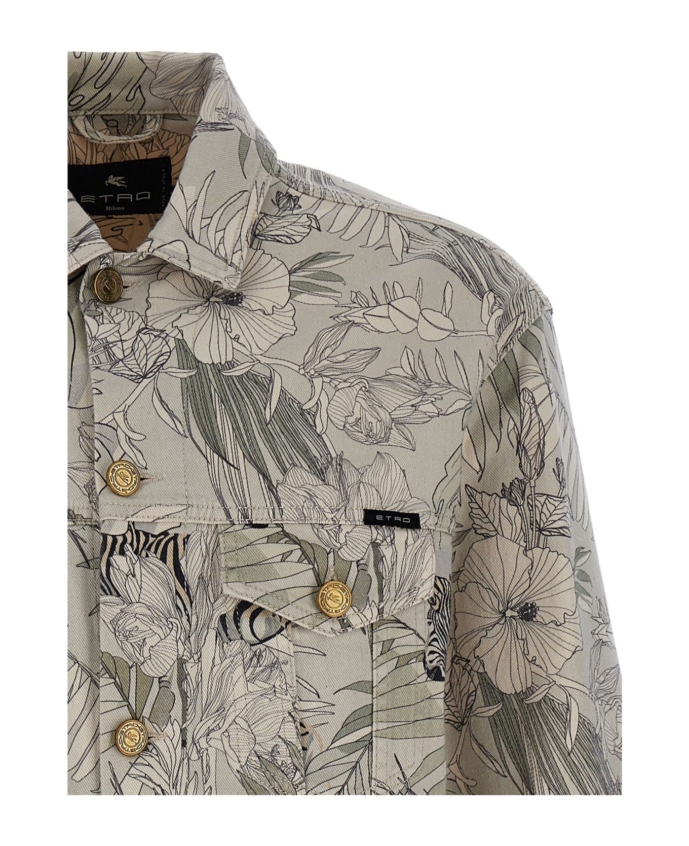 Etro Floral Print Denim Jacket - Beige