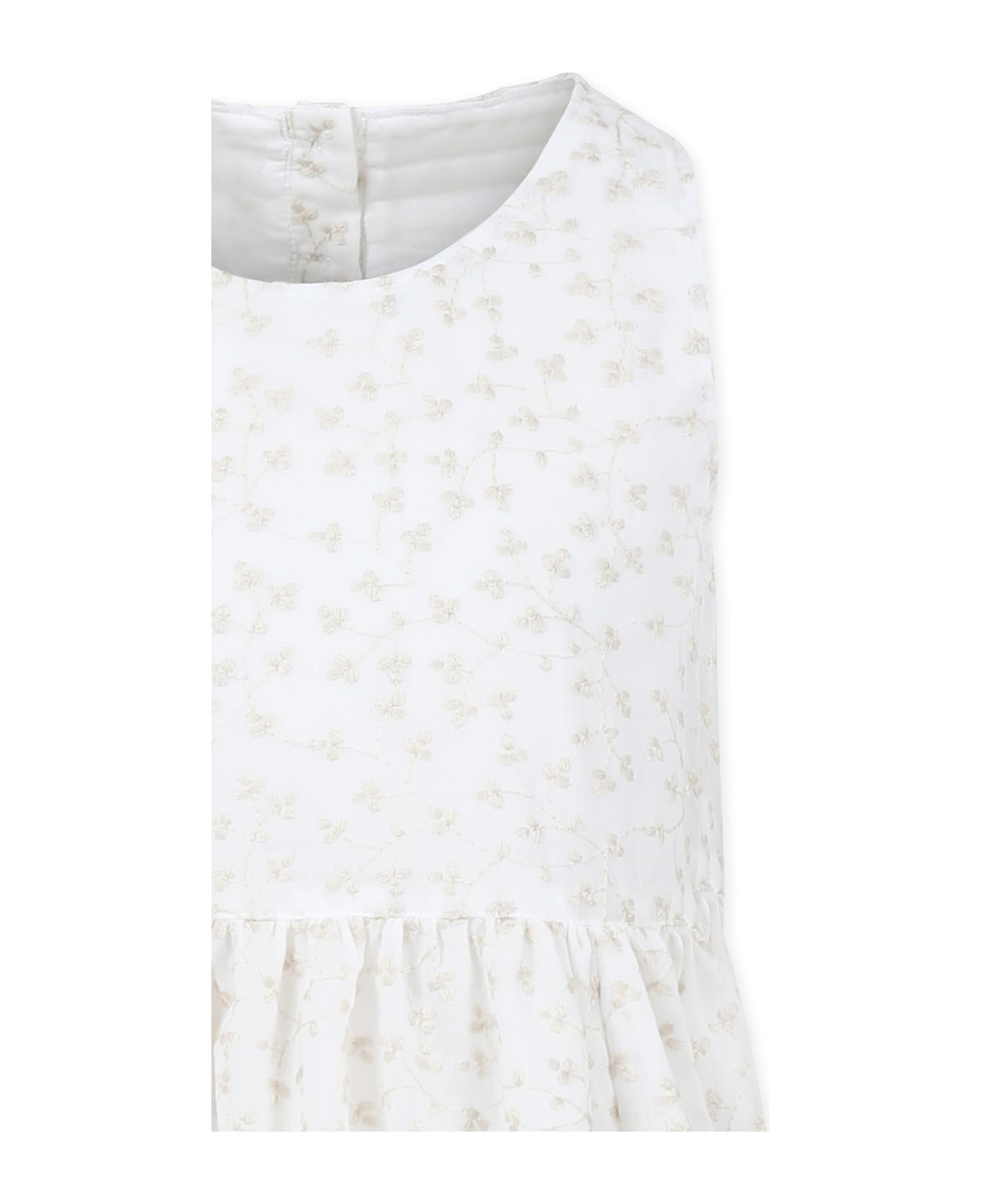 Caffe
 d
Orzo Ivory Dress For Girl With Floral Embroidery - Ivory