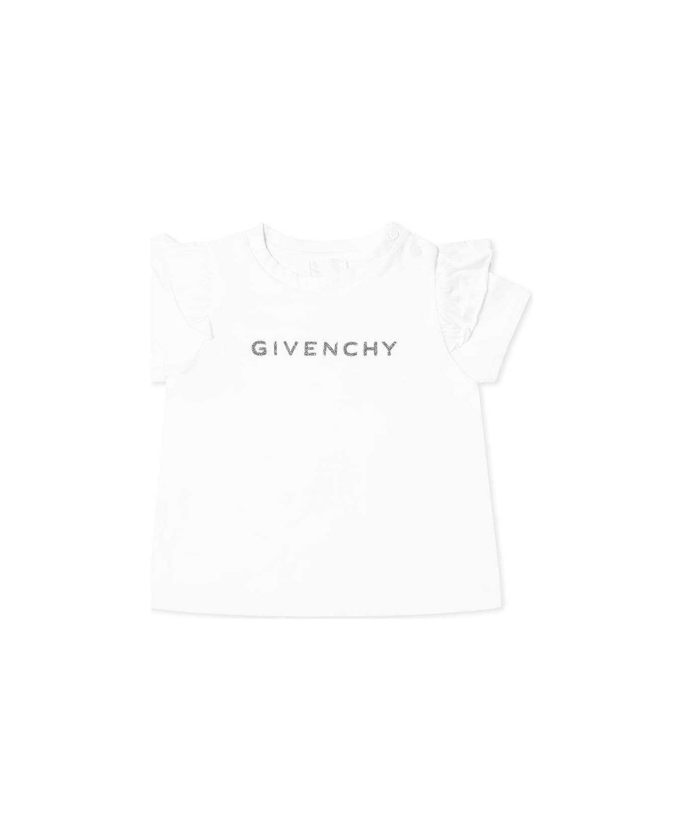 Givenchy White T-shirt For Baby Girl With Logo - White