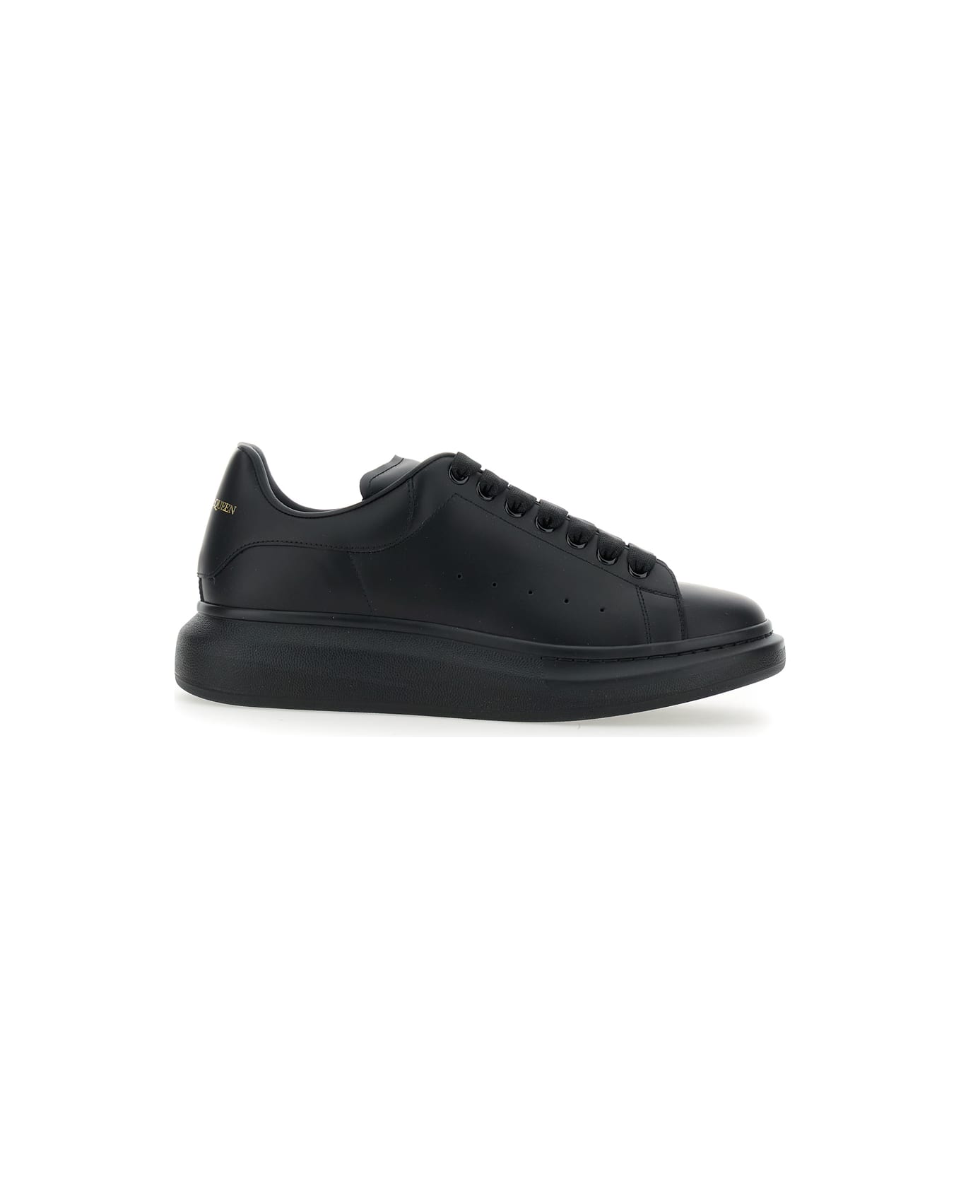 Alexander McQueen Black Oversize Sneakers With Logo Lettering On The Heel In Leather Man - Black