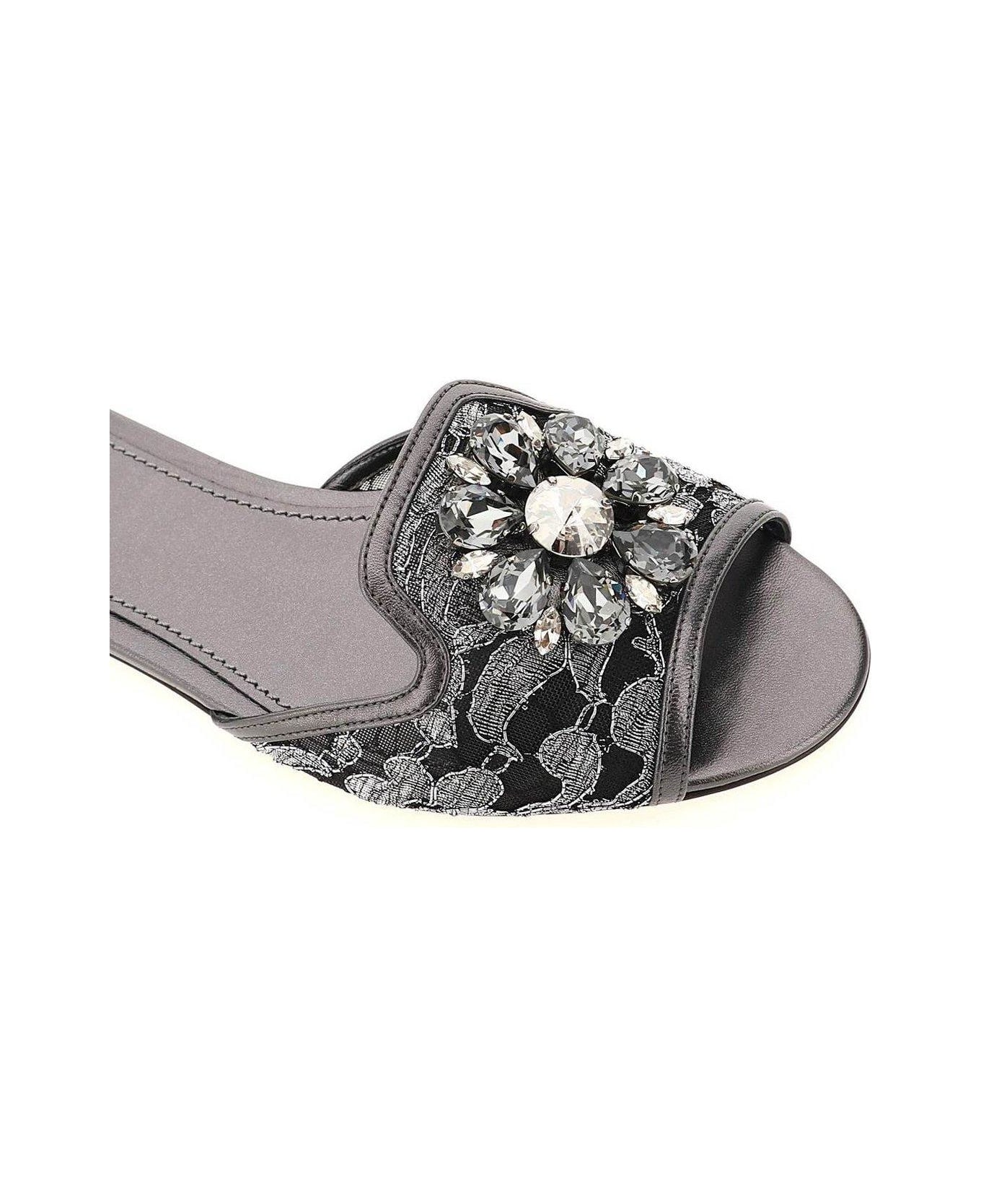 Dolce 
Gabbana Bianca Crystal Embellished Sandals - Silver