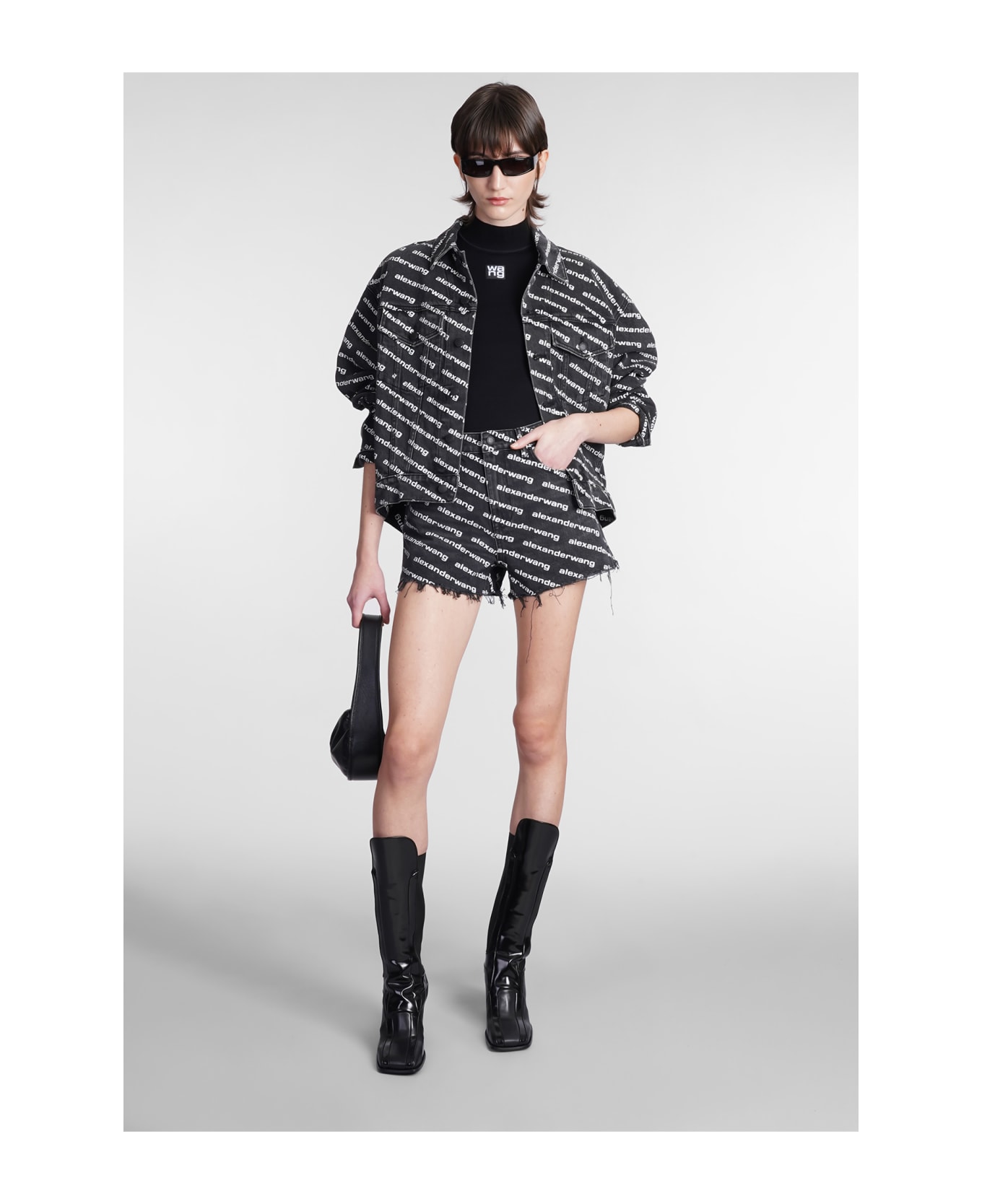 Alexander Wang All Over Logo Jacket - GREYAGEDWHITE