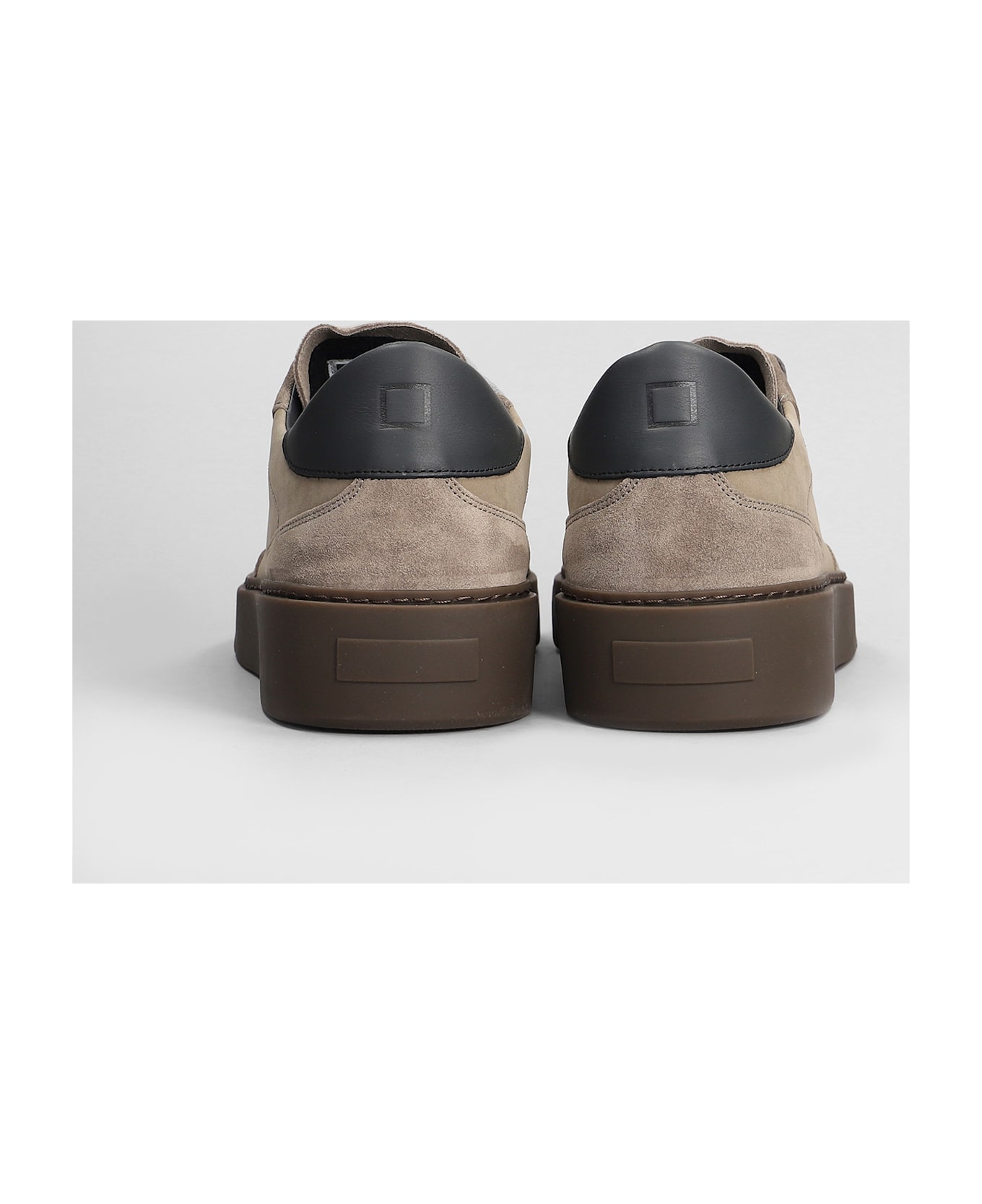 D.A.T.E. Levante Ground Sneakers In Taupe Suede And Fabric - taupe