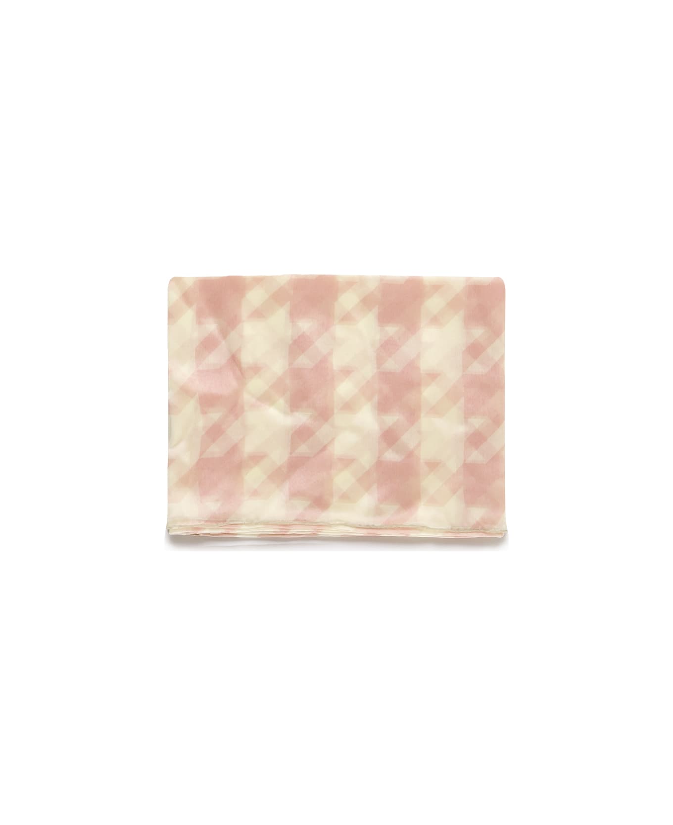 Burberry Silk Scarf With Houndstooth Pattern - Blush/sherbet