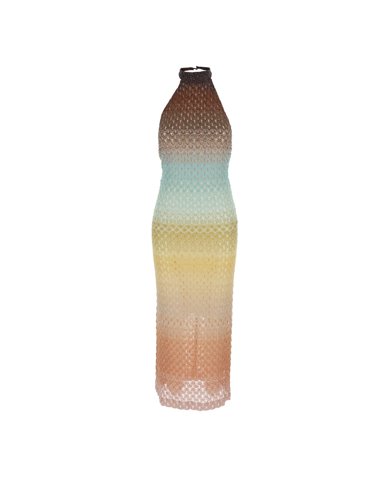 Missoni Multicolor Sleeveless Dress With Halterneck And Faded Effect In Viscose Blend Woman - Multi
