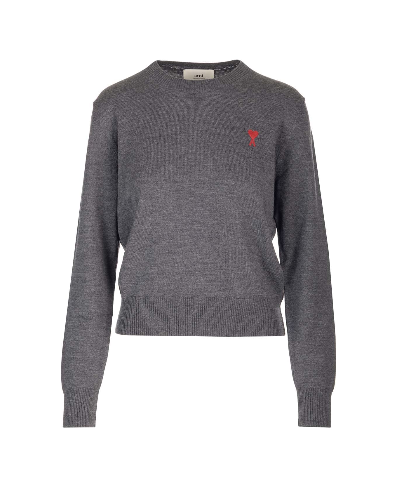 Ami Alexandre Mattiussi Ash Gray Wool Sweater - Grey