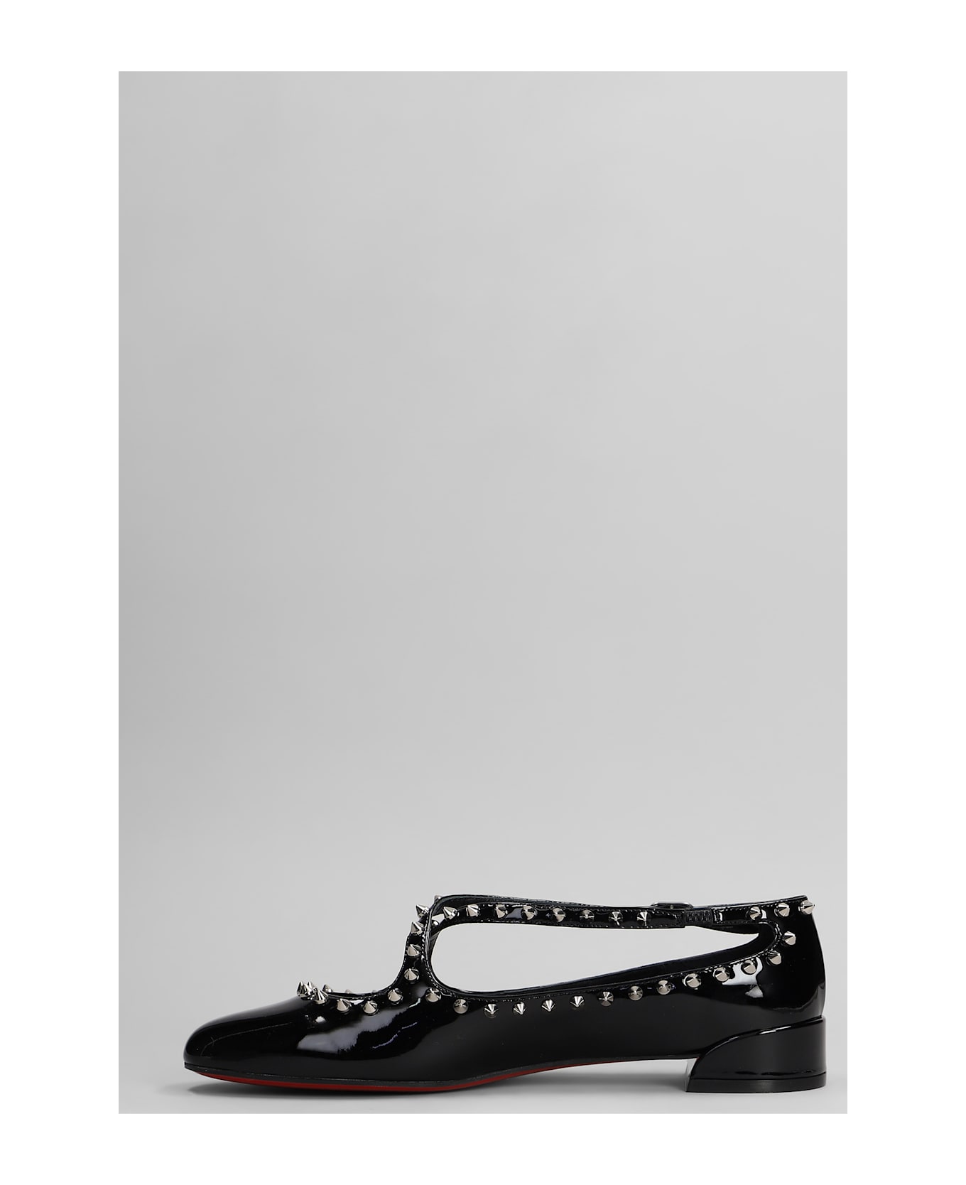 Christian Louboutin Pilouta Jane Spikes Ballet Flats In Black Patent Leather - black