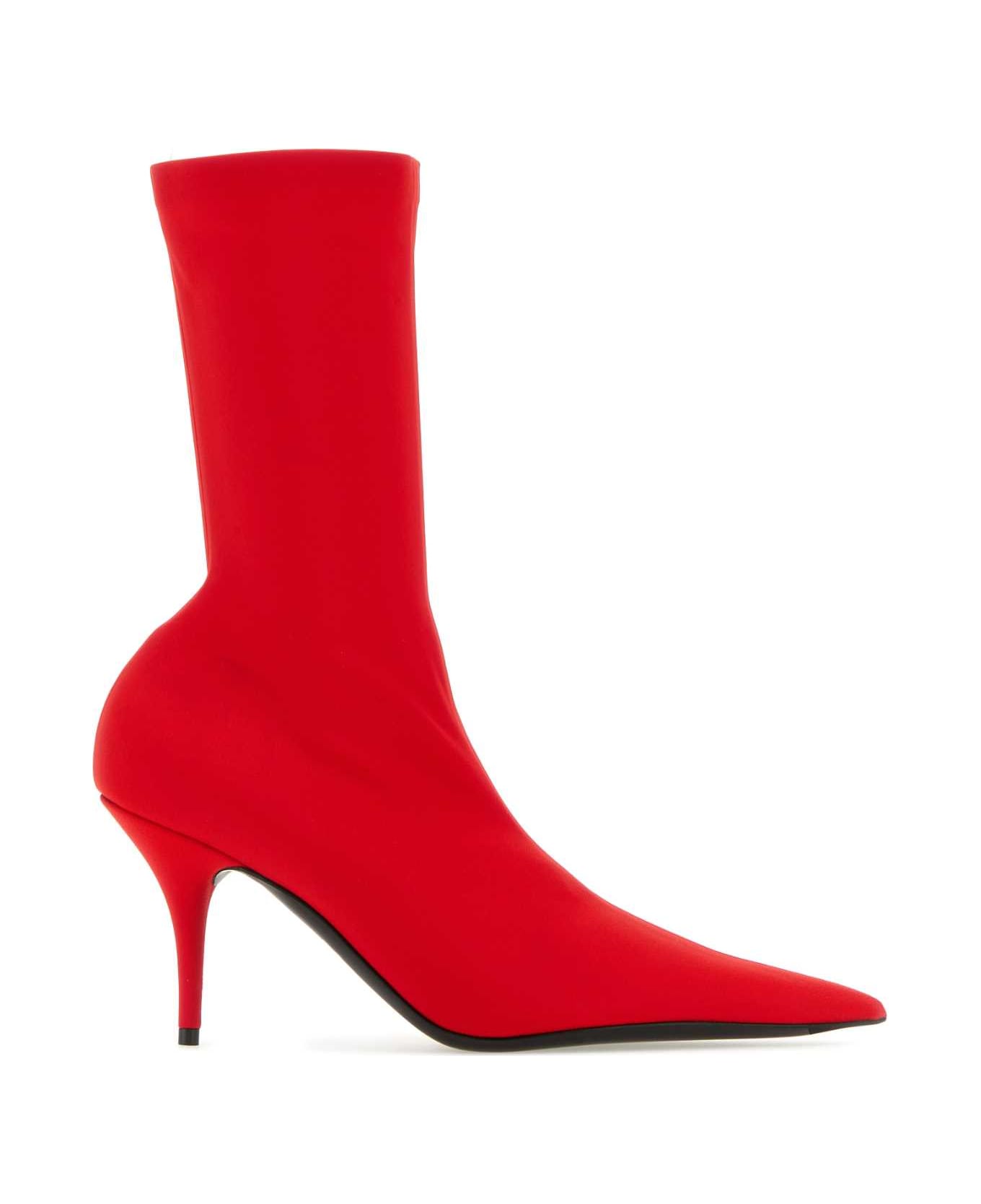 Balenciaga Red Fabric Knife Ankle Boots - 6090