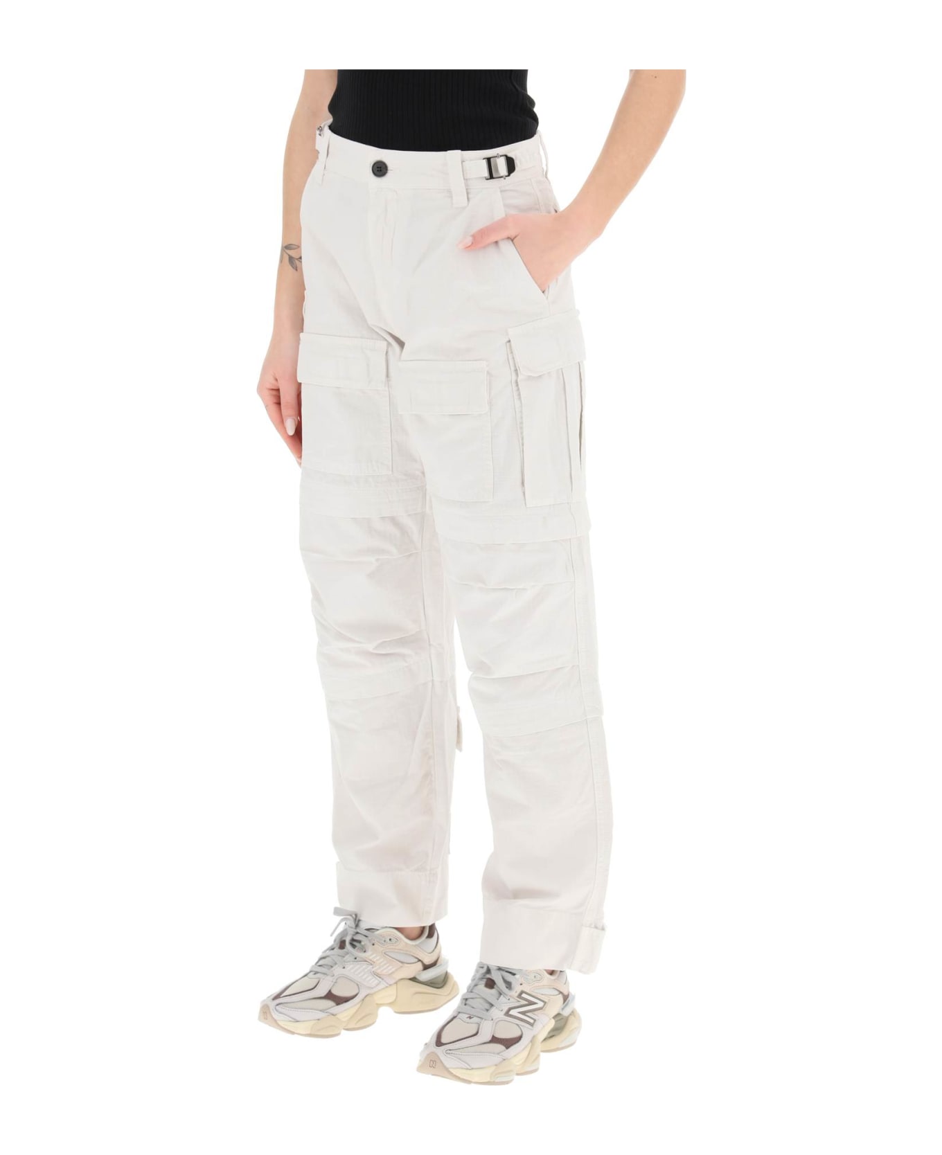 DARKPARK 'julia' Ripstop Cotton Cargo Pants - OFF WHITE (White)