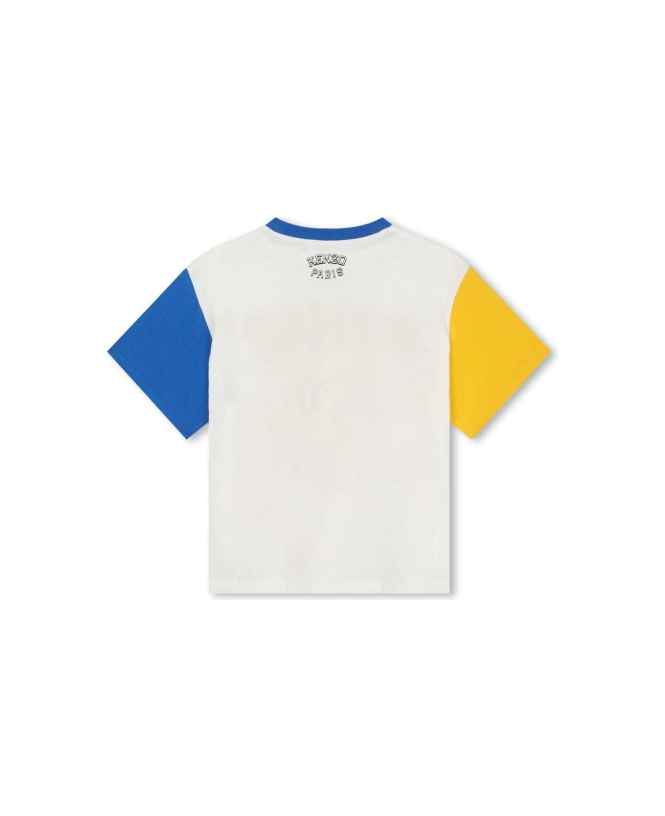Kenzo Kids White T-shirt With Tiger Patch In Cotton Boy - Multicolor