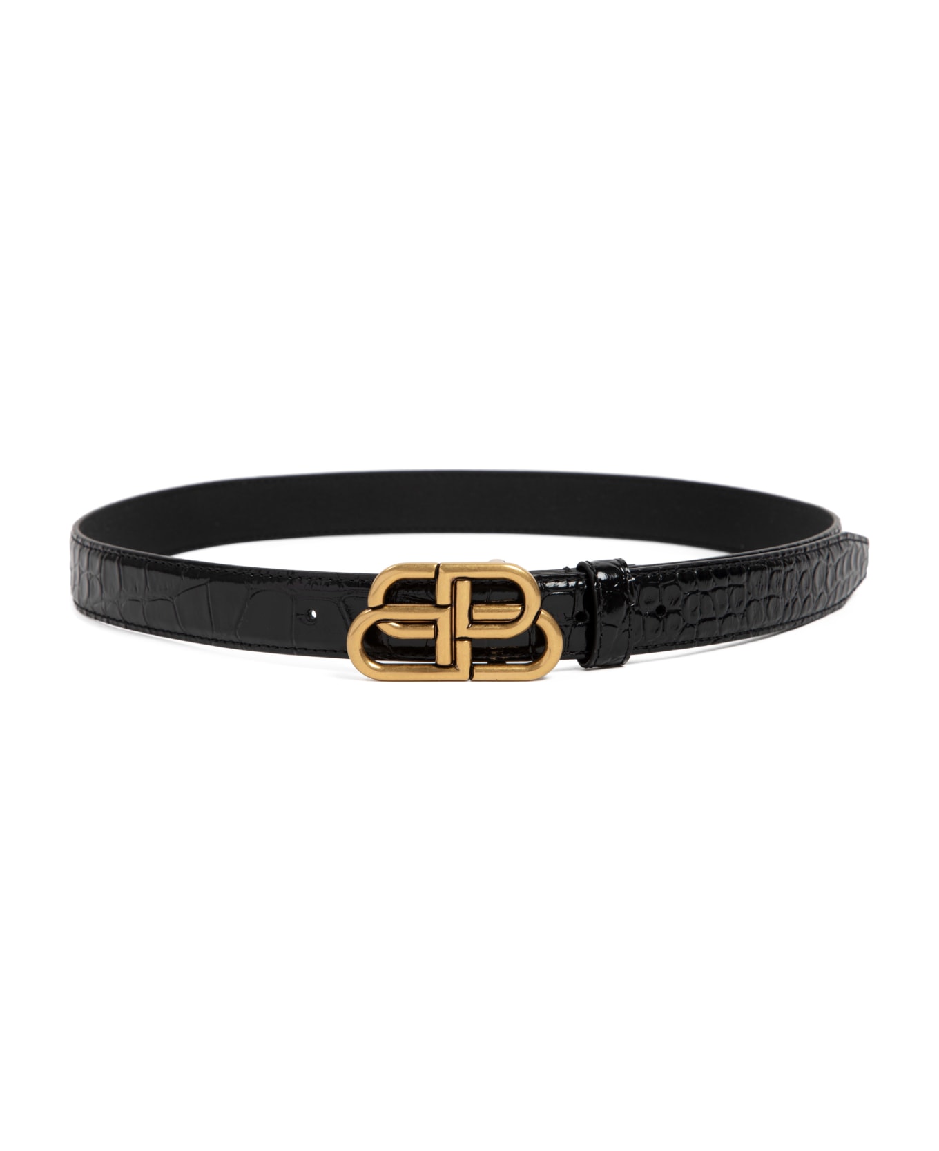 Balenciaga Black Leather Bb Belt - 1000