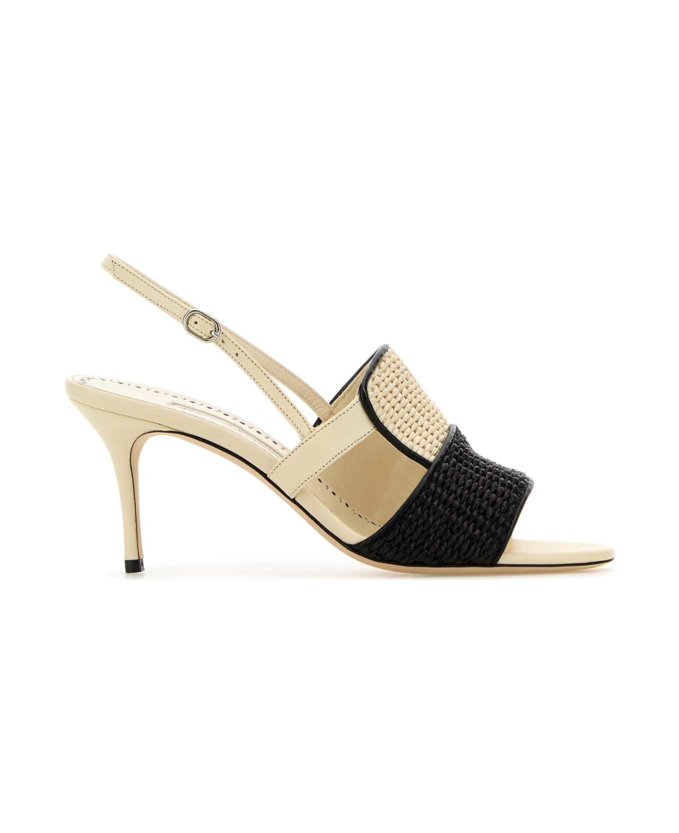 Manolo Blahnik Sand Raffia Fabiola Sandals - LCRMBLCKLKHA