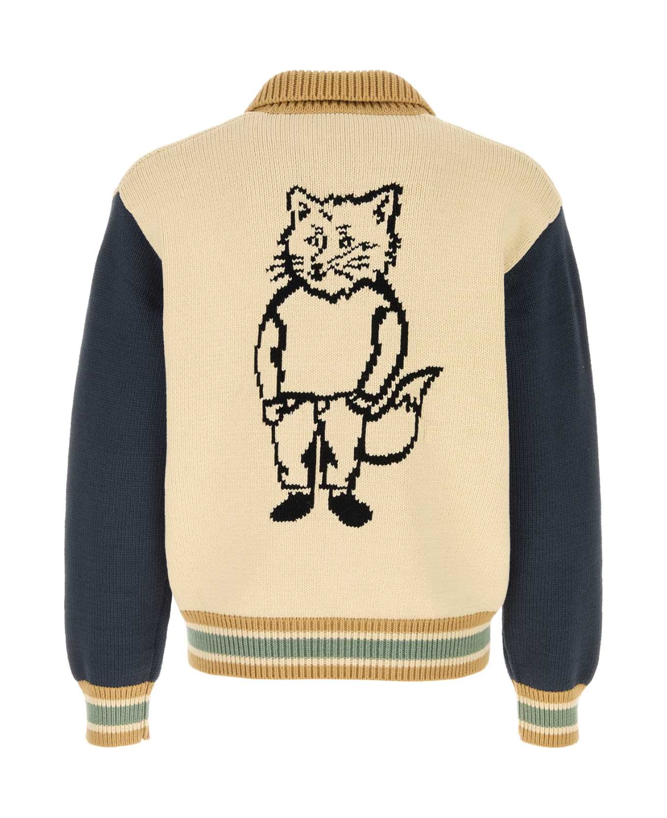 Maison Kitsuné Cream Cotton Blend Cardigan - Neutro