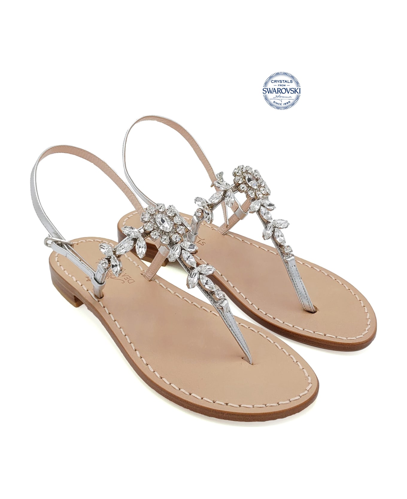 Dea Sandals Marina Grande Flip Flops Thong Sandals - silver, crystal
