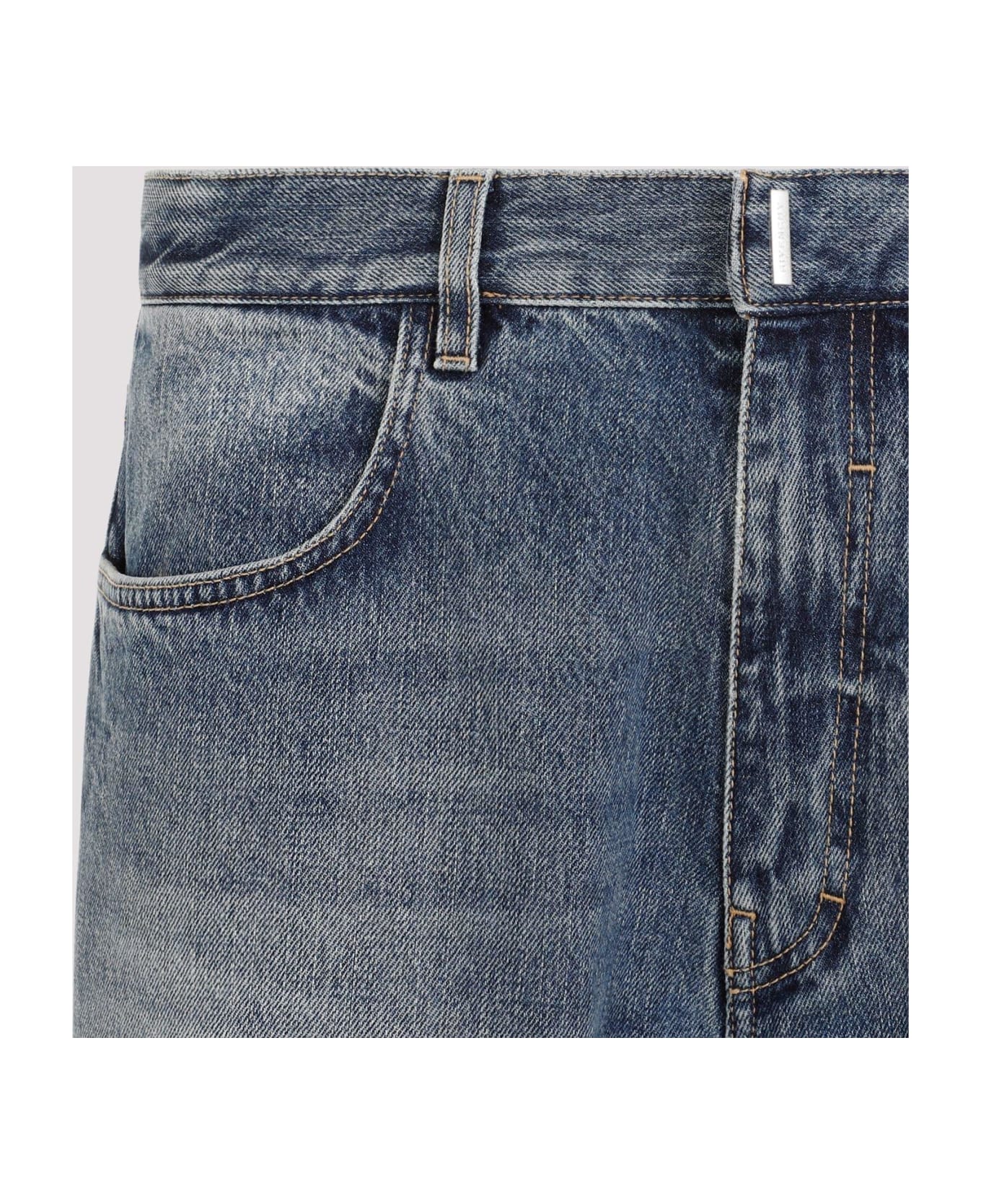 Givenchy Logo Plaque Straight-leg Jeans - Blue デニム
