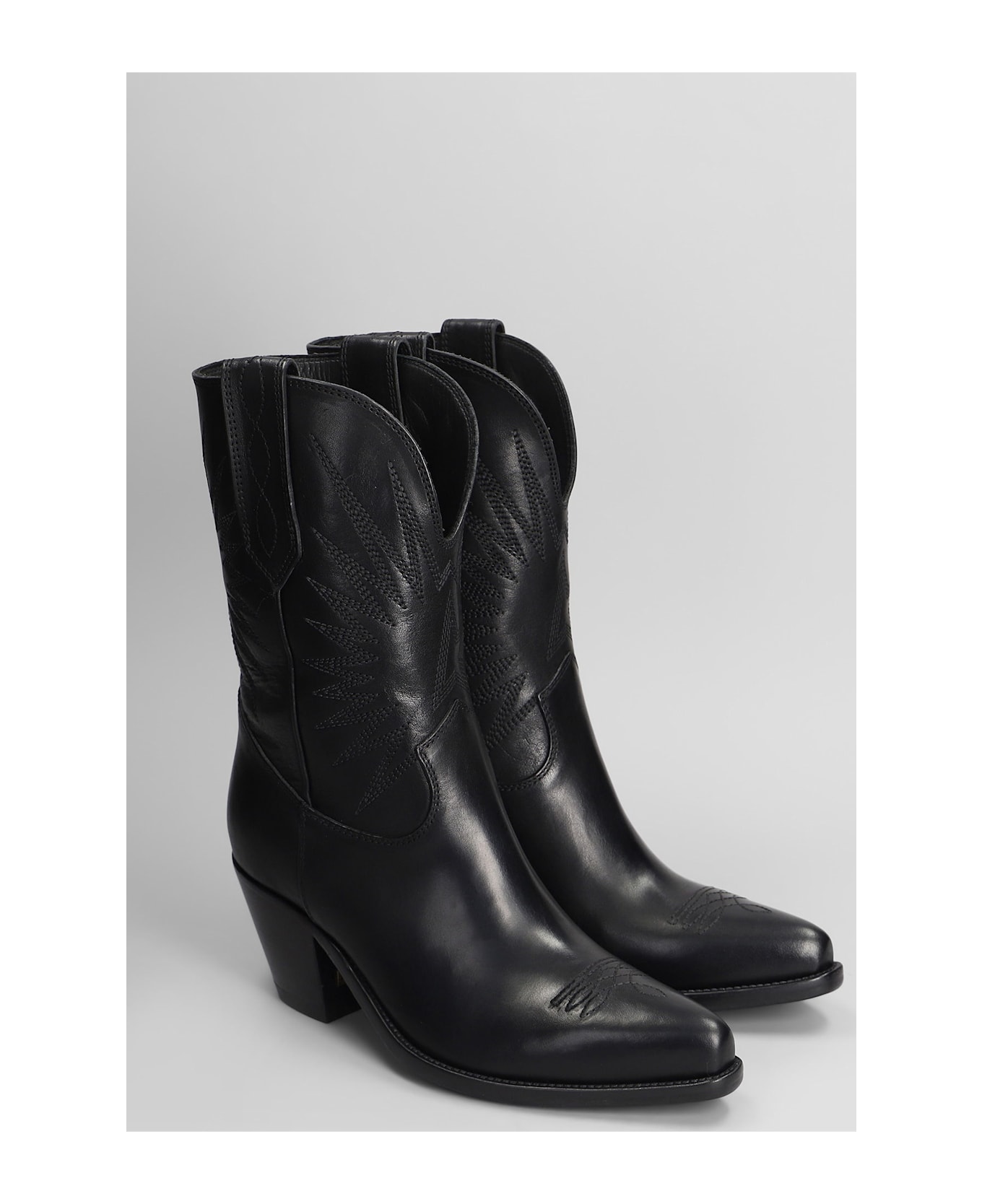 Golden Goose 70 Wish Star Texan Ankle Boots In Black Leather - Black