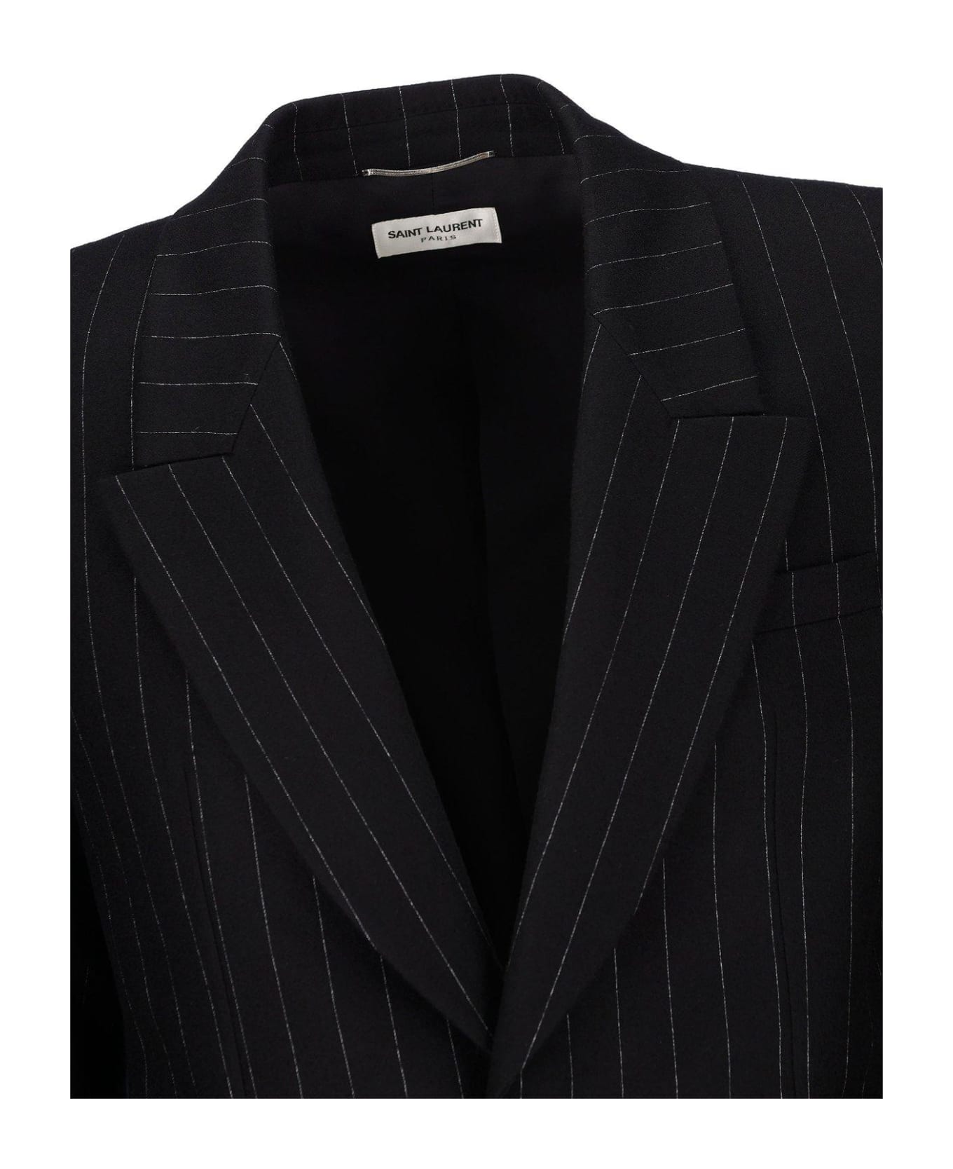 Saint Laurent Pinstriped Tailored Blazer - BLACK
