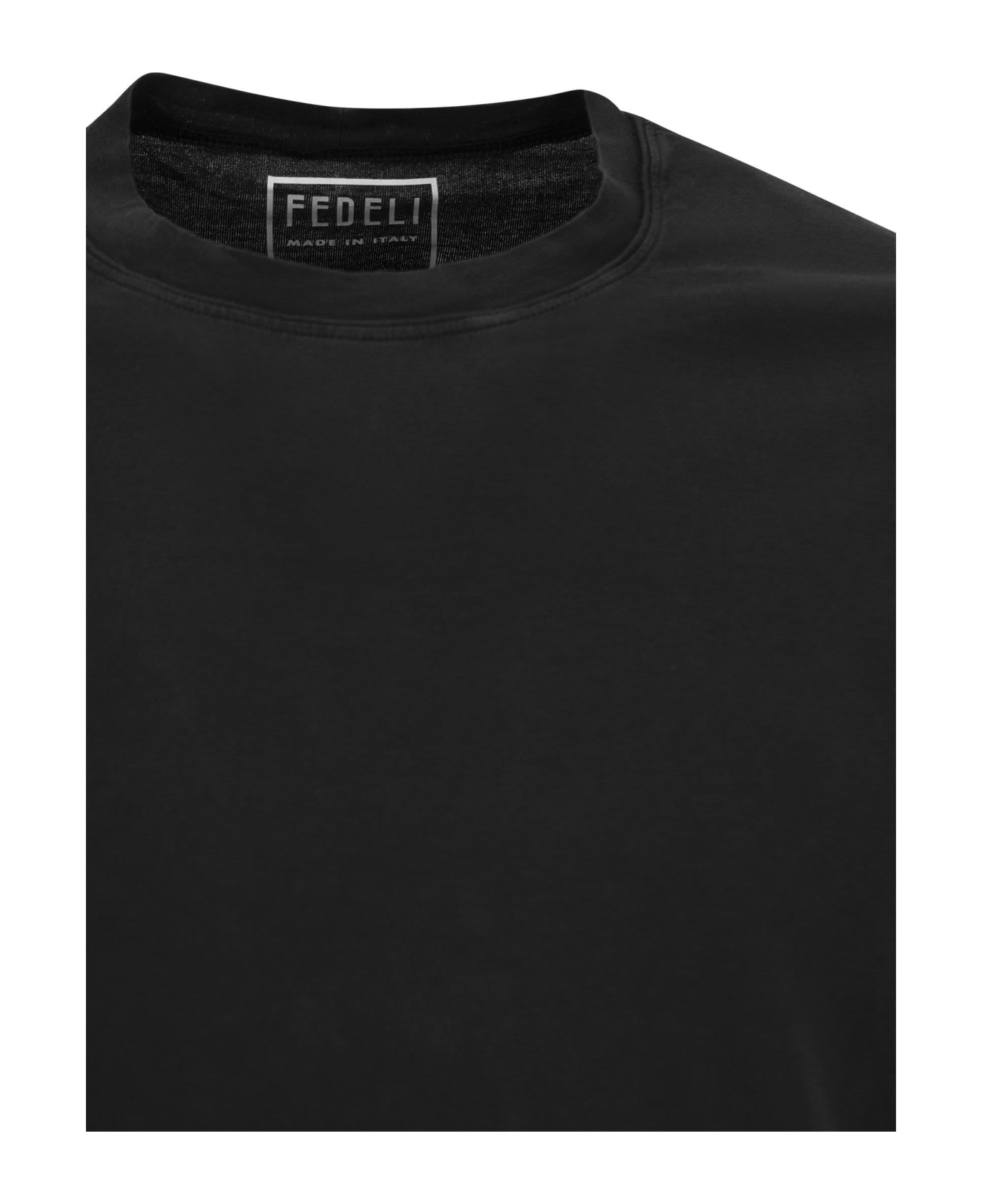 Fedeli Crew-neck Cotton T-shirt - Black