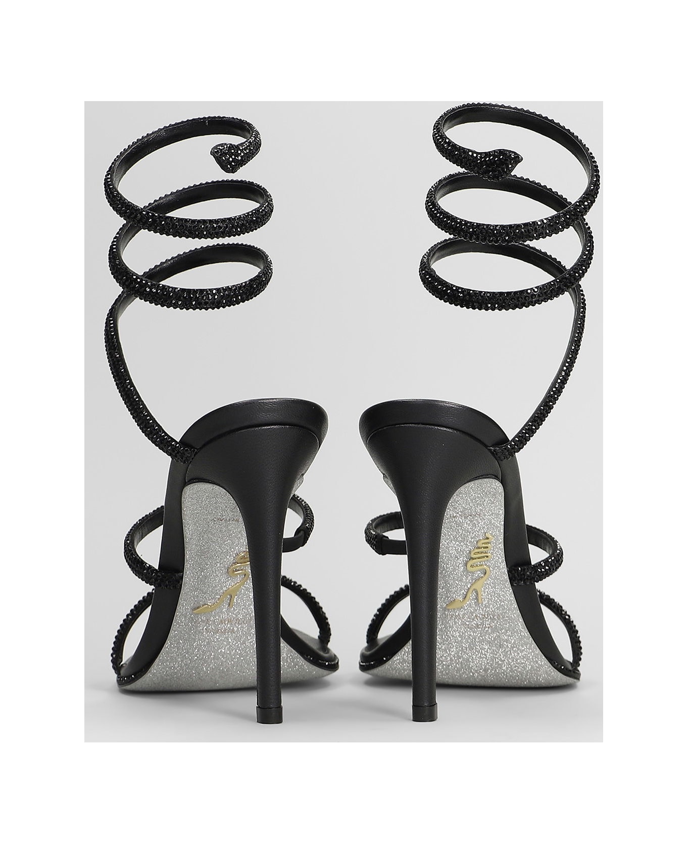René Caovilla Cleo Sandals In Black Leather - black
