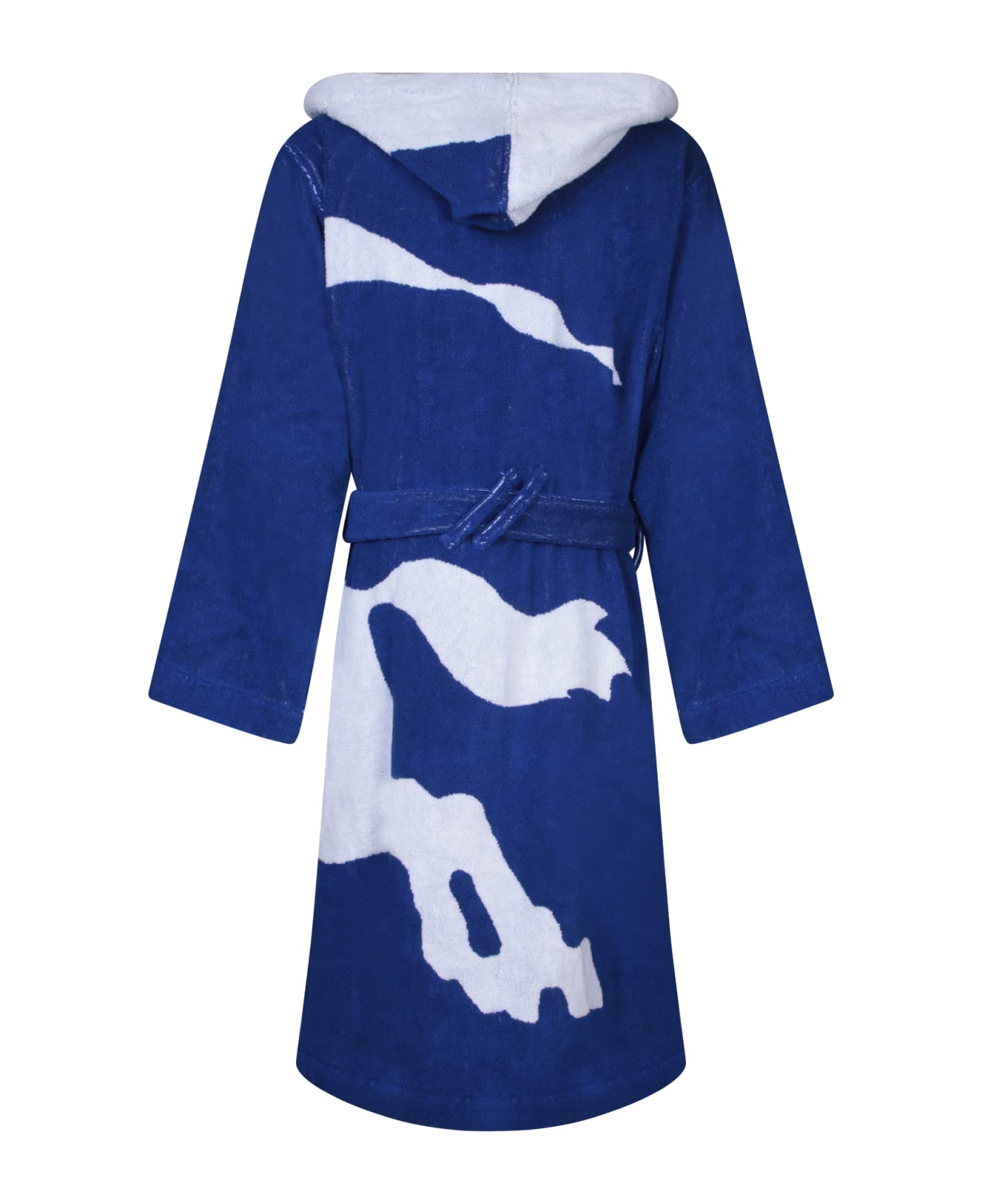 Burberry Split Ekd Blue White Bathrobe - White