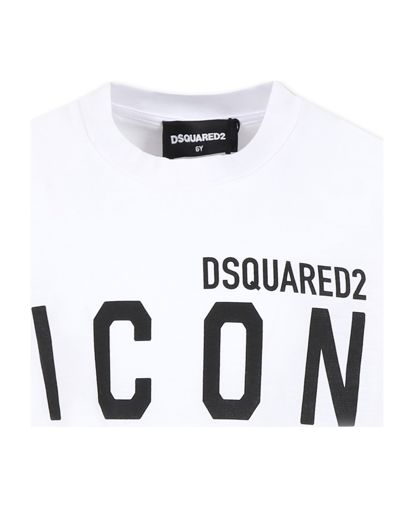 Dsquared2 White T-shirt For Boy With Black Logo - White
