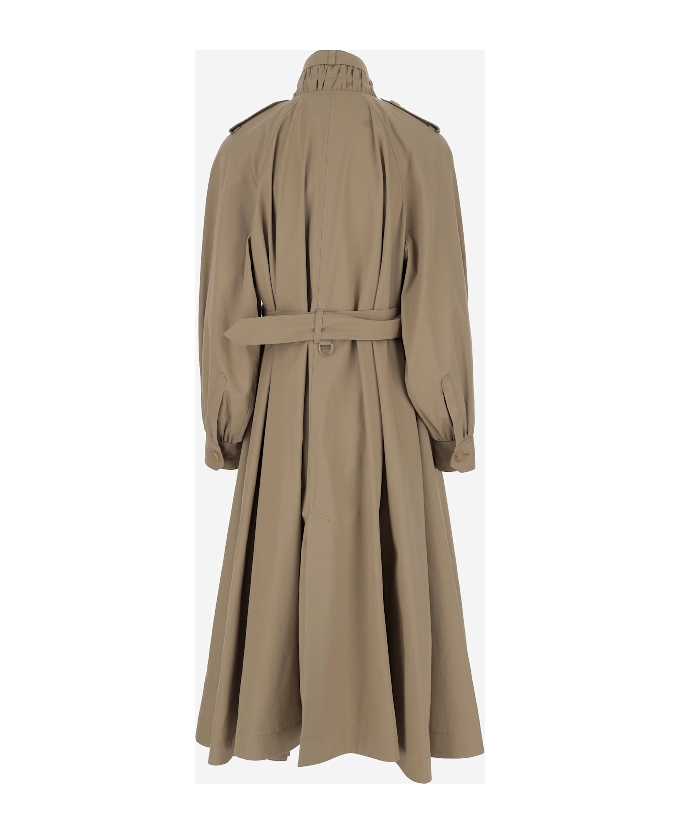 Chloé Long Trench Coat Made Of Cotton Gabardine - Beige