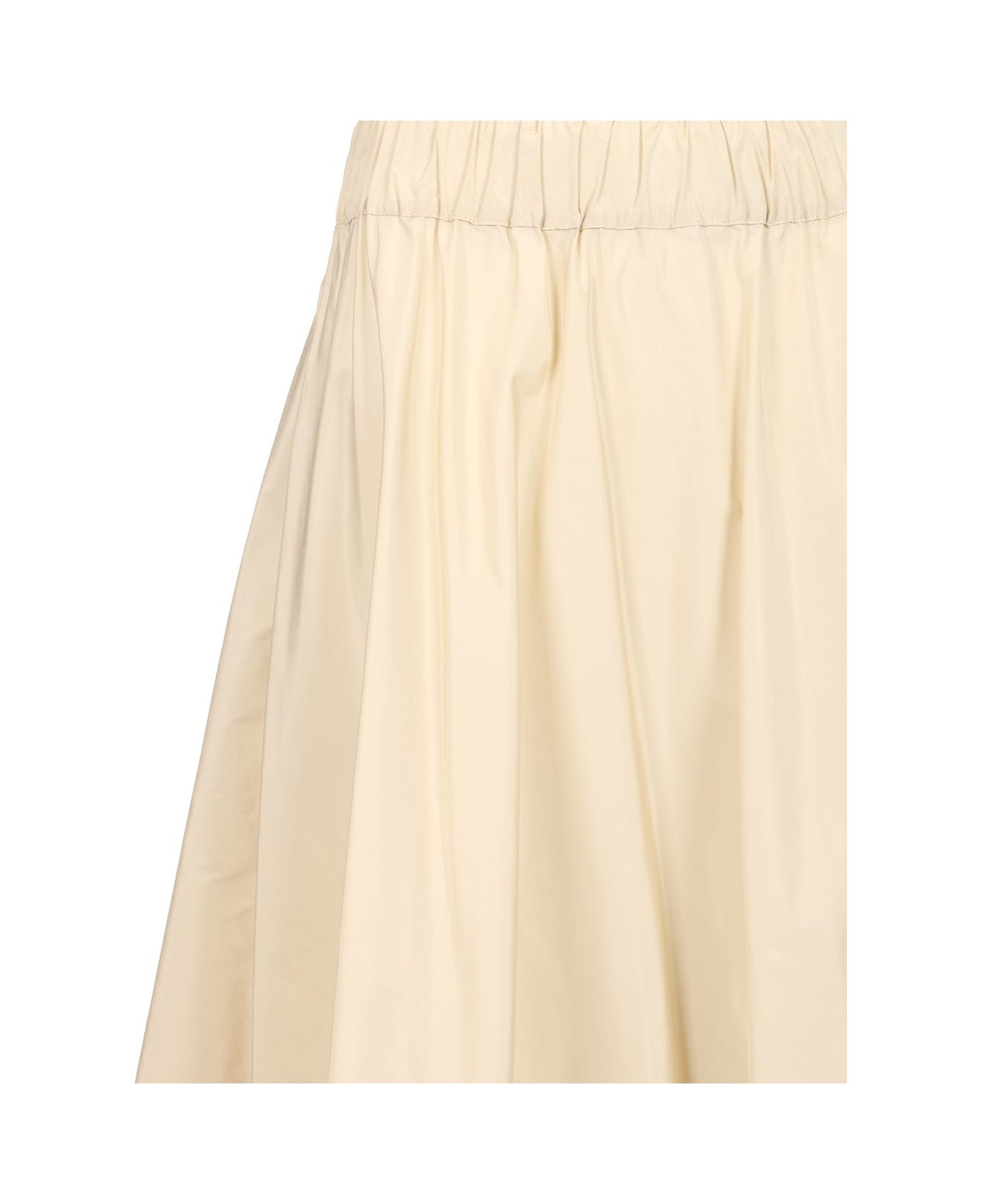 Parosh Beige Midi Skirt With Elastic Waist And Ruffle Design - Beige