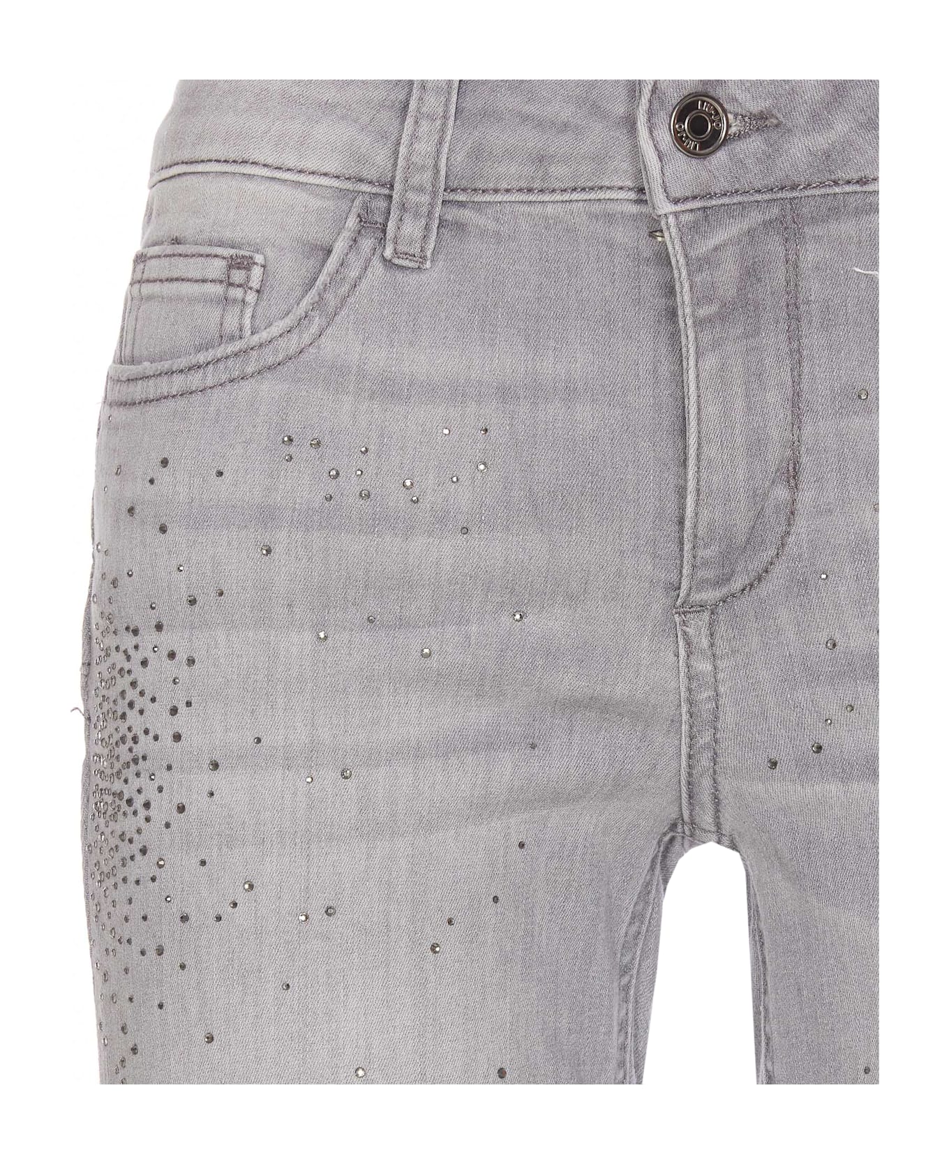 Liu-Jo Skinny Bottom Up Strass Jeans - Grey