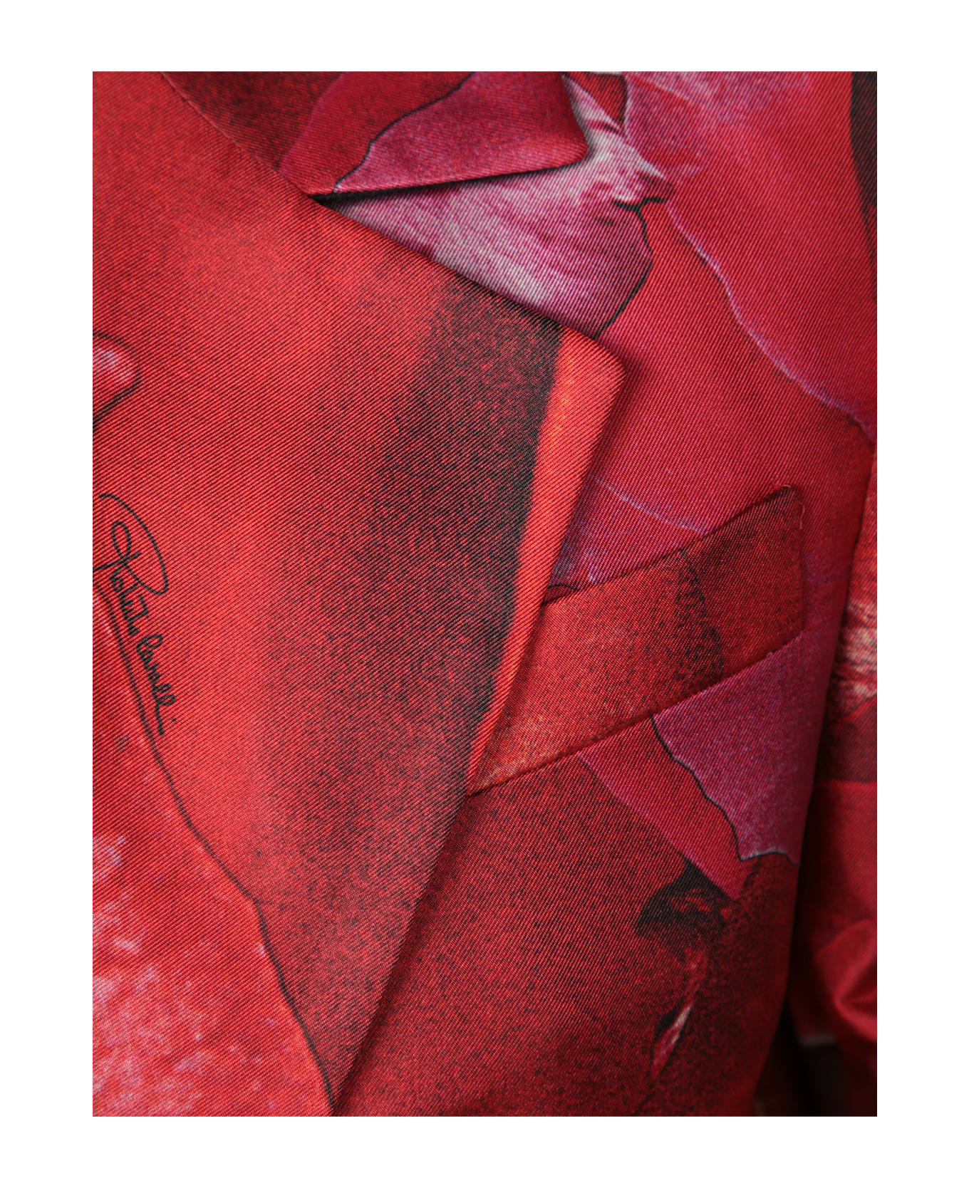 Roberto Cavalli Red Garden Rose Silk Jacket - Red