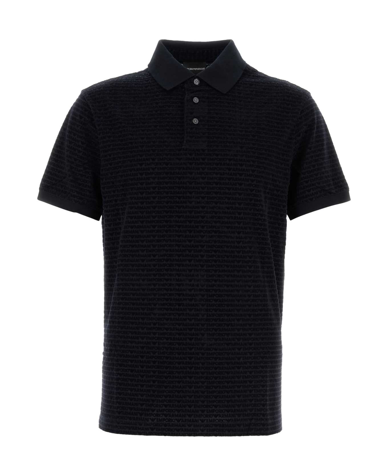 Emporio Armani Printed Lyocell Blend Polo Shirt - EM001289NAVYALLOVE