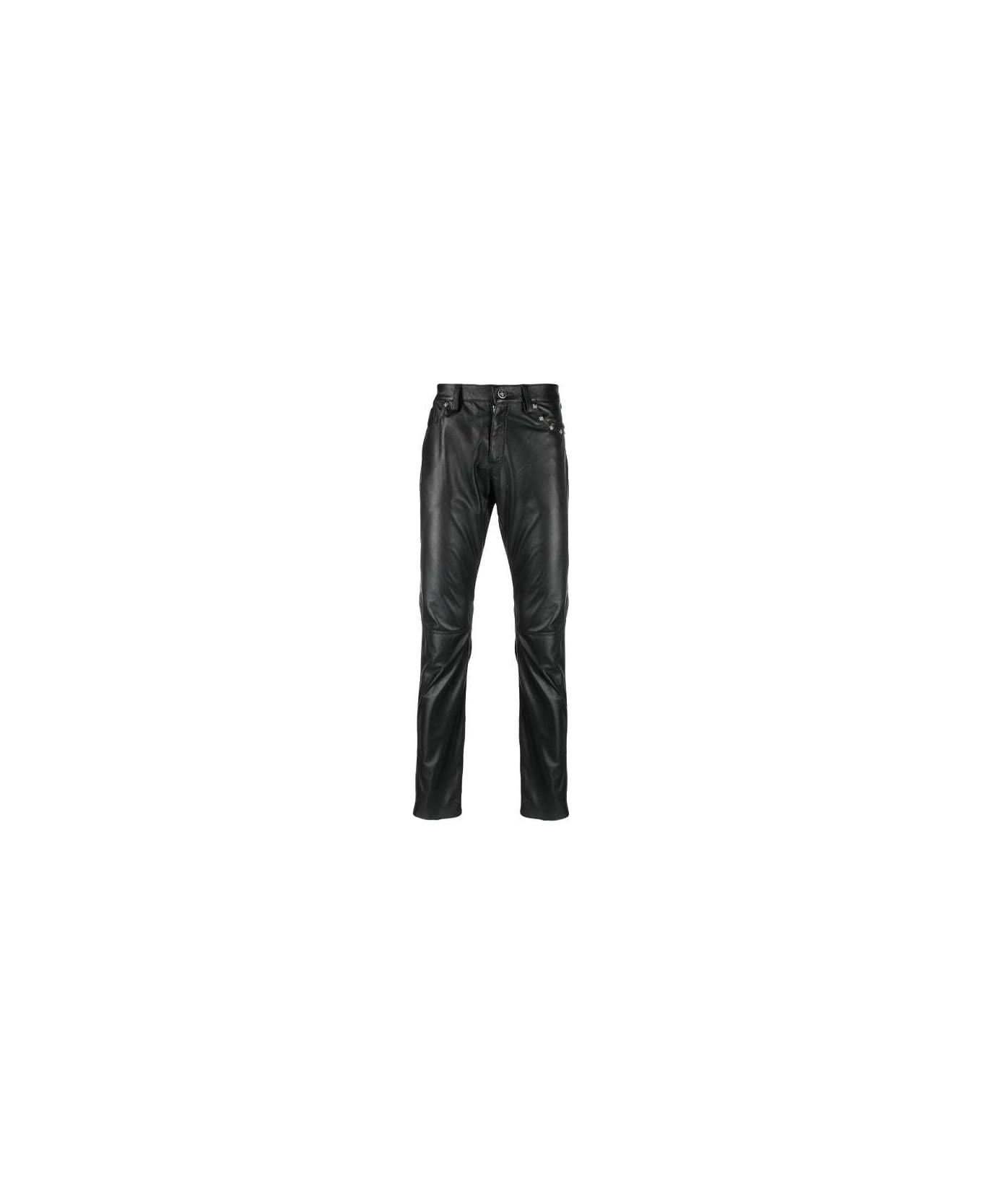 John Richmond Skinny Pants In Faux Leather - Nero
