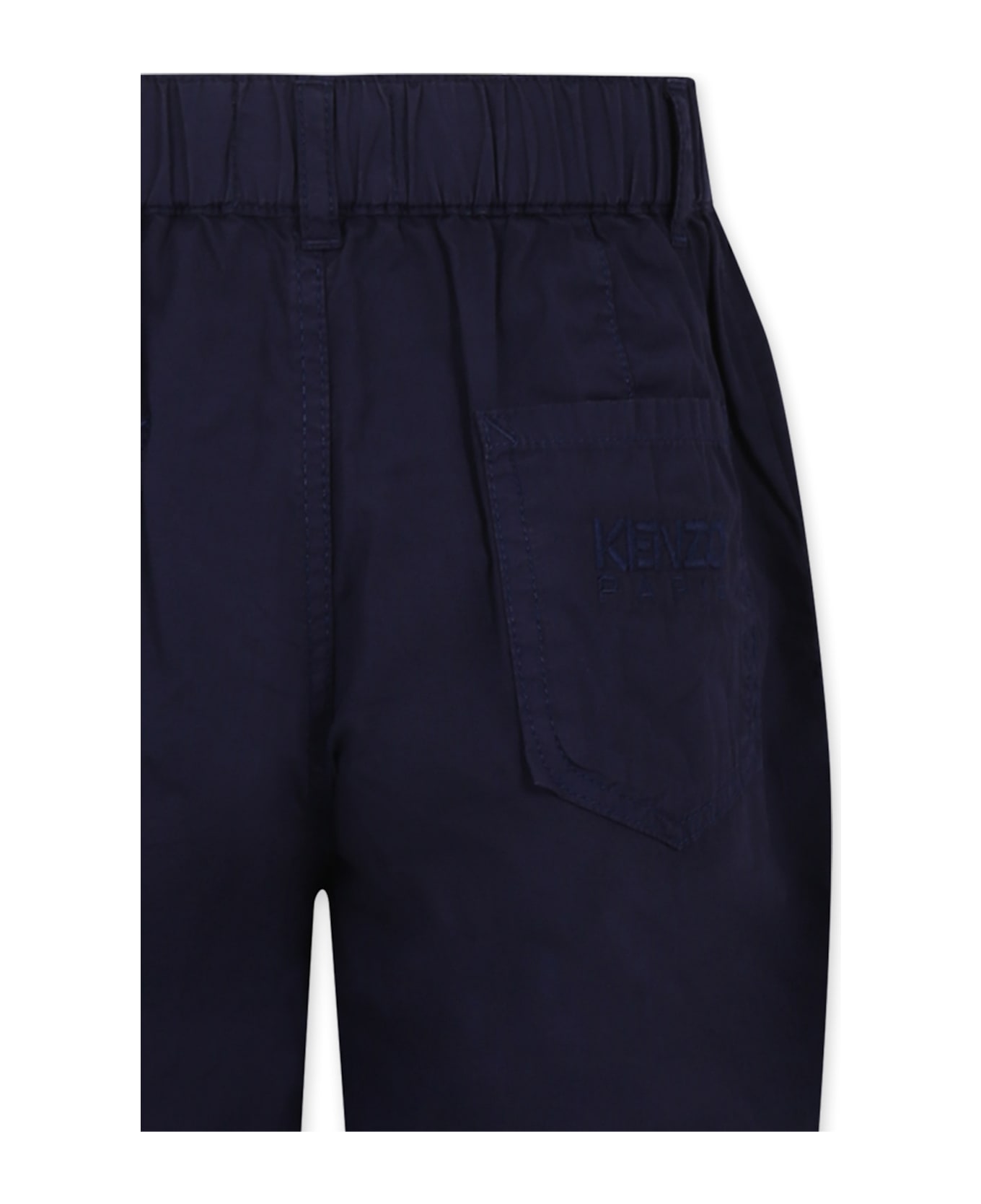 Kenzo Kids Blue Trousers For Boy With Logo - Blue