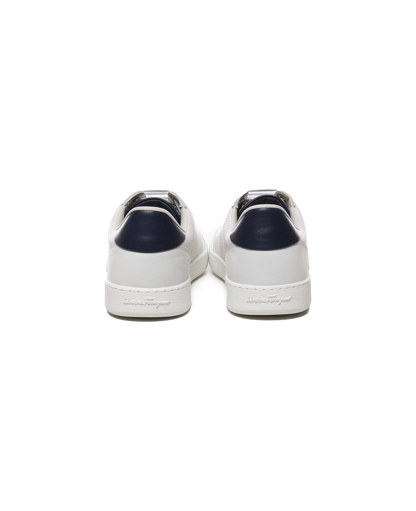 Ferragamo Embossed Logo Sneakers - White, blue