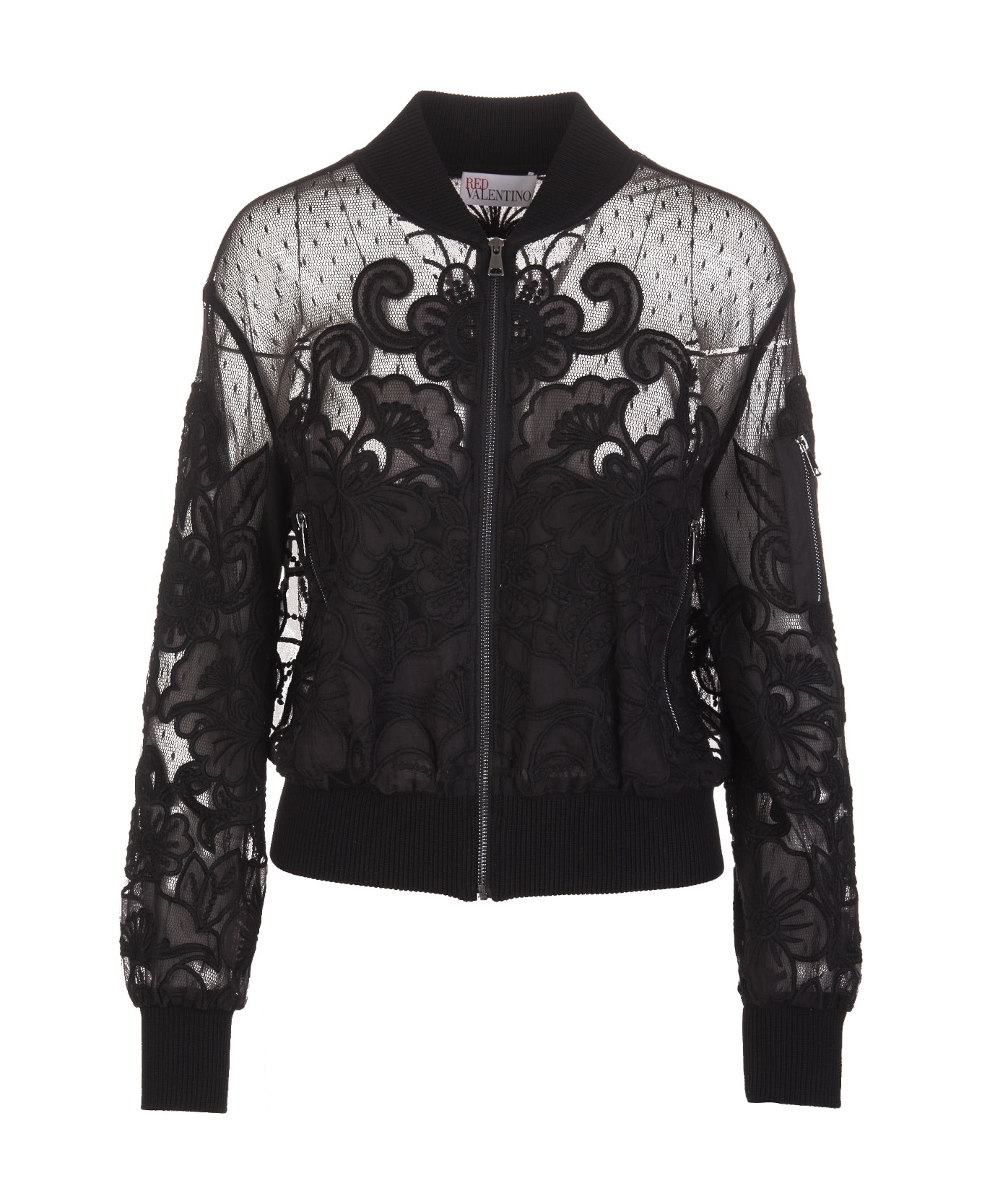 RED Valentino Bomber In Point D
esprit Tulle - Nero