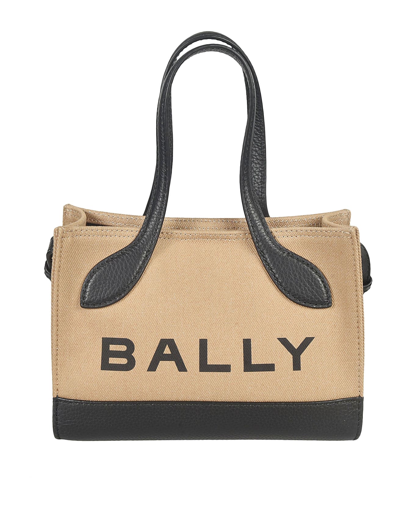 Bally Bar Keep On Mini Shopper Bag - Sand/Black/Gold
