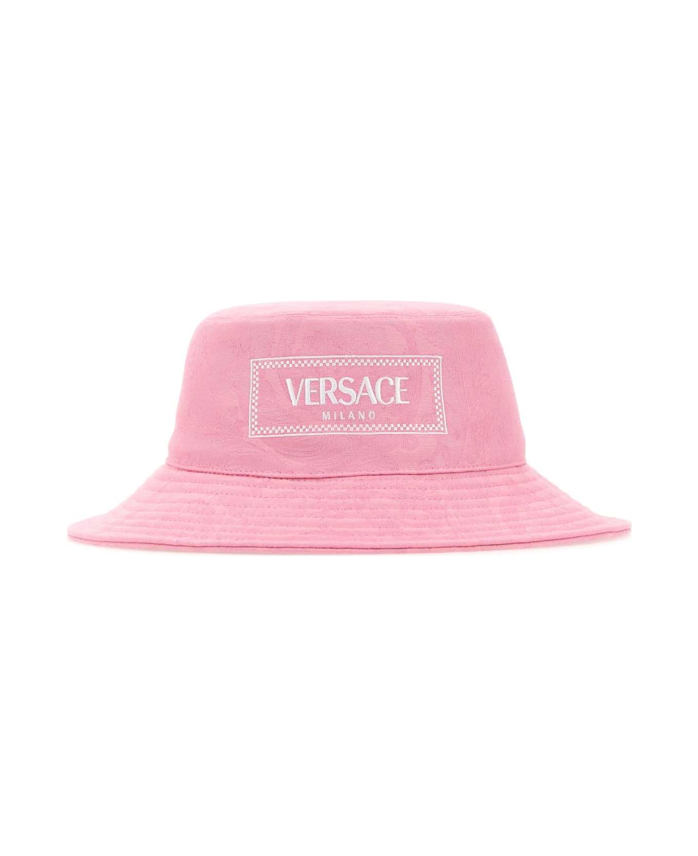 Versace Pink Cotton Bucket Hat - PINKWHITE