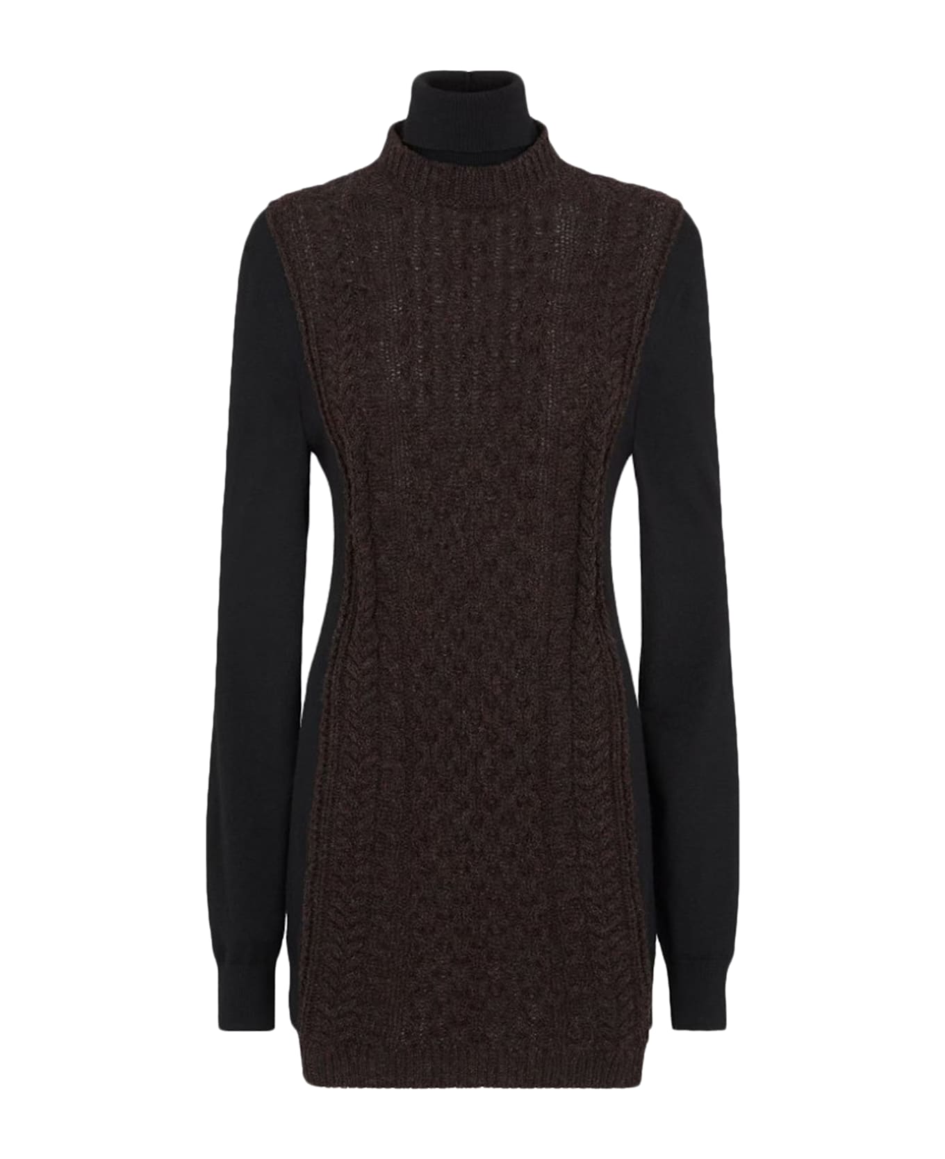 Fendi Dark Purple Wool Dress - Nude & Neutrals