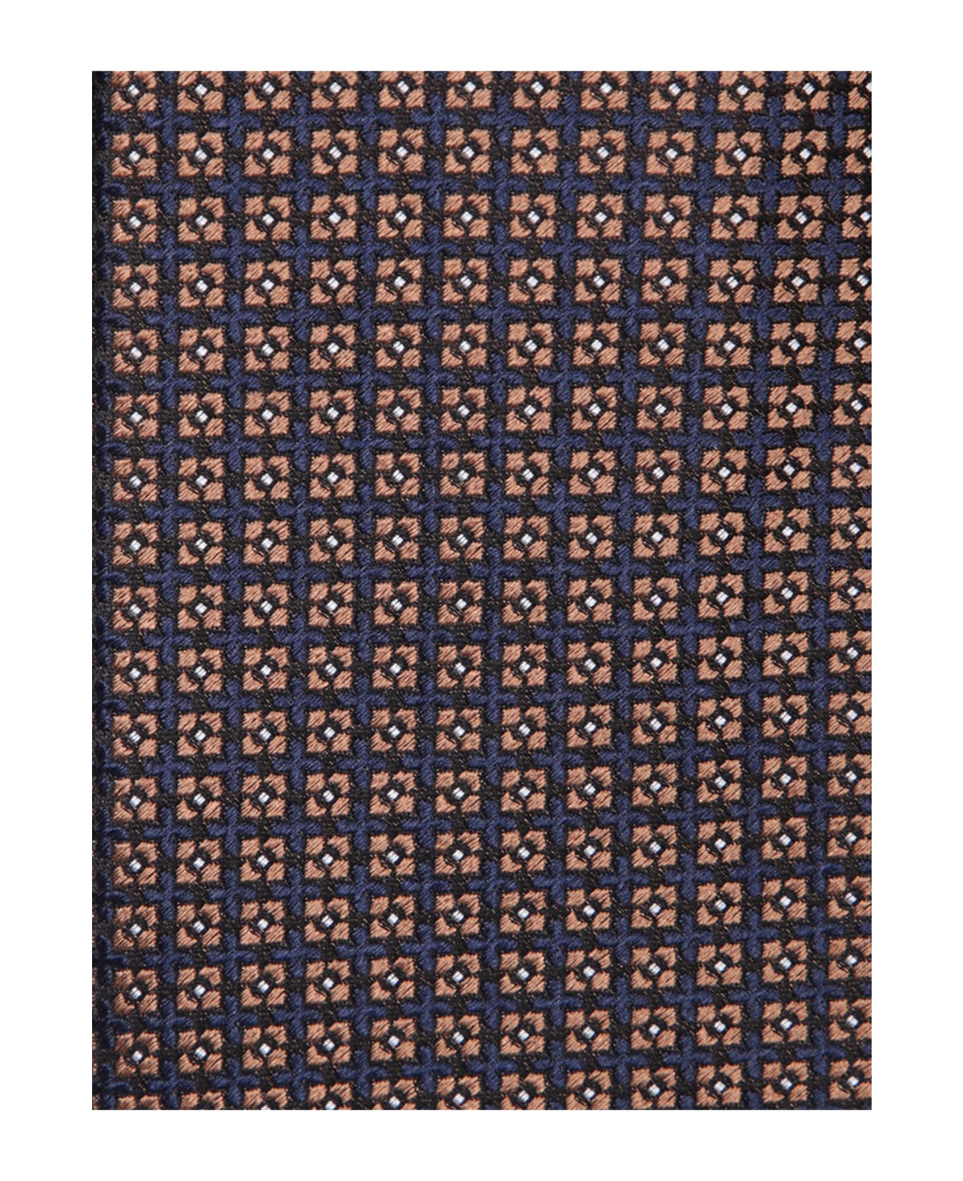 Canali Micro Check Brown Tie - Brown