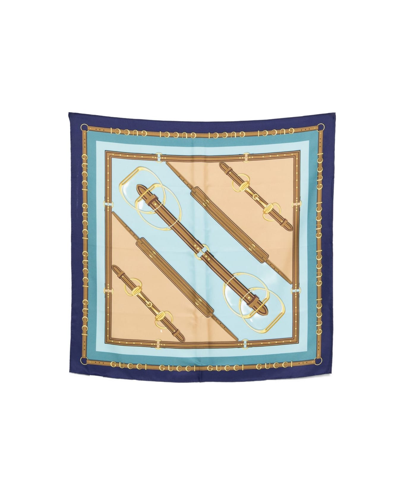 Gucci Printed Silk Foulard - Blue