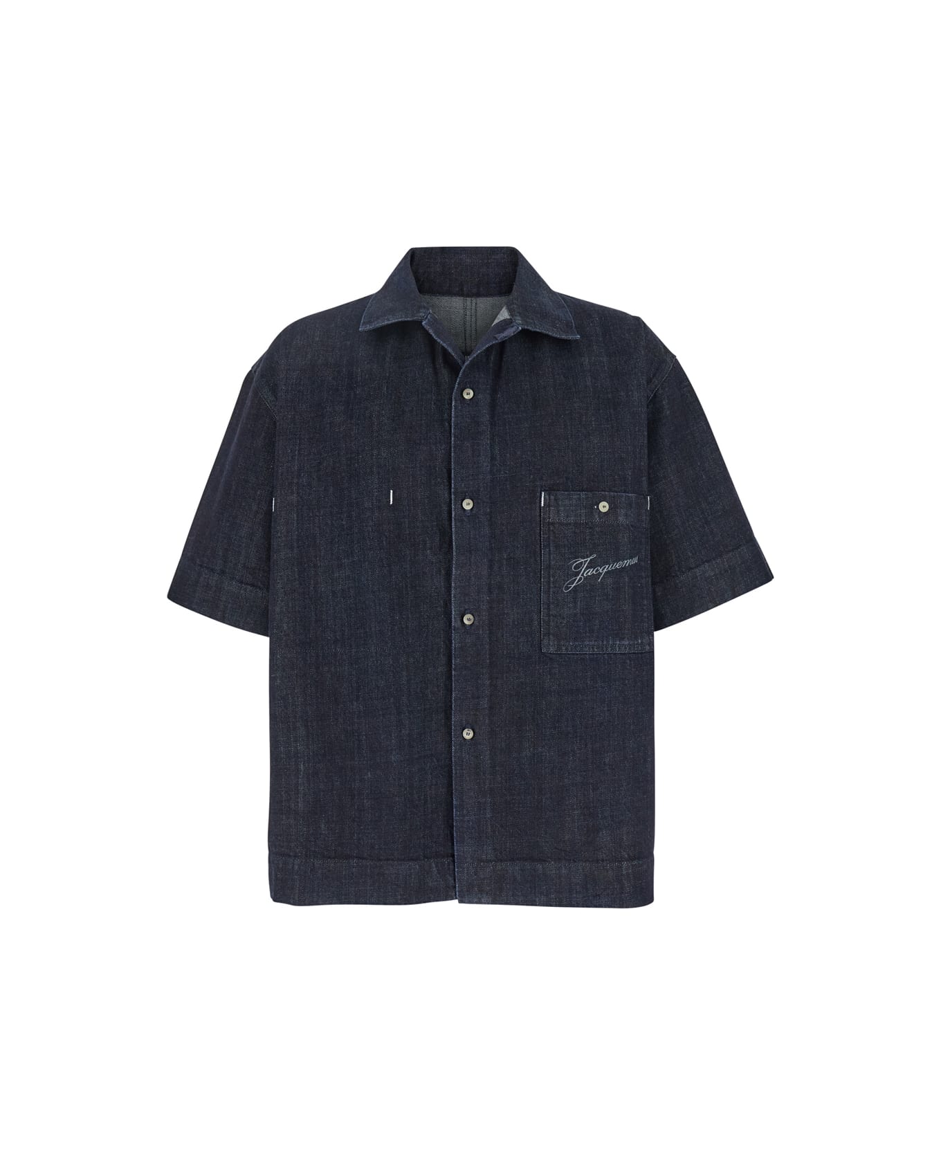 Jacquemus 
de Nîmes
 Blue Shirt With Embroidered Logo On The Front In Cotton Man - Blu